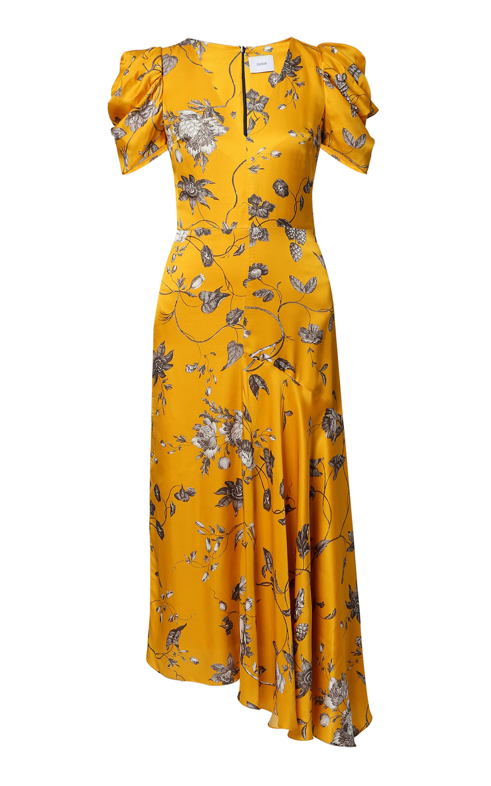 Erdem Floral-printed Midi Dress In Yellow