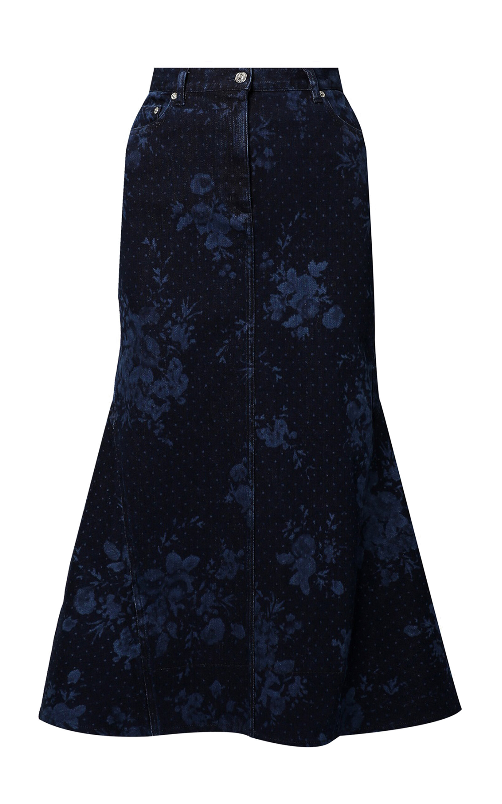 Erdem Women's Flared Denim Midi Skirt In Dark Wash | ModeSens