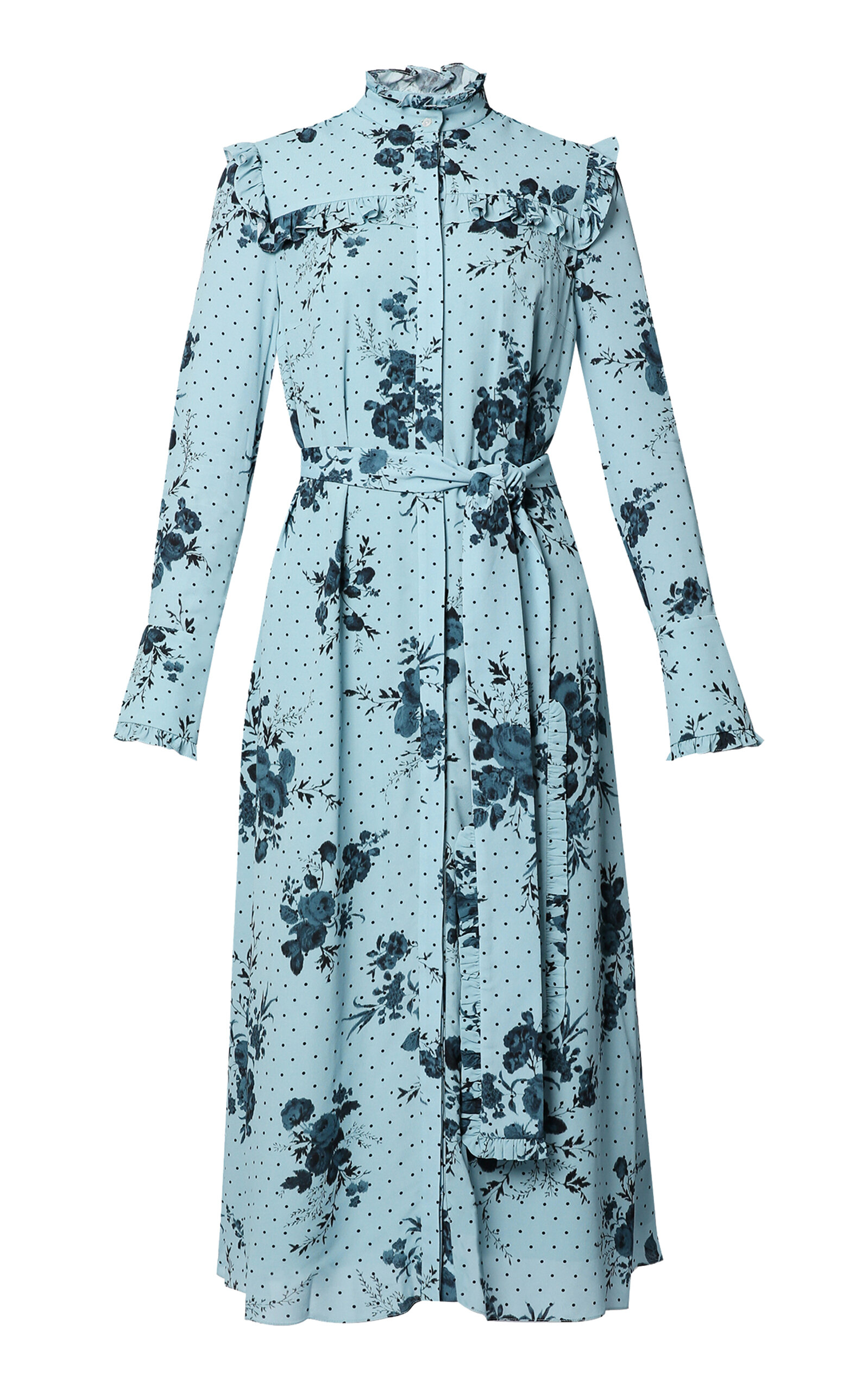 emerald sundae navy blue dress Tiered Hem Midi Shirt Dress main image 0