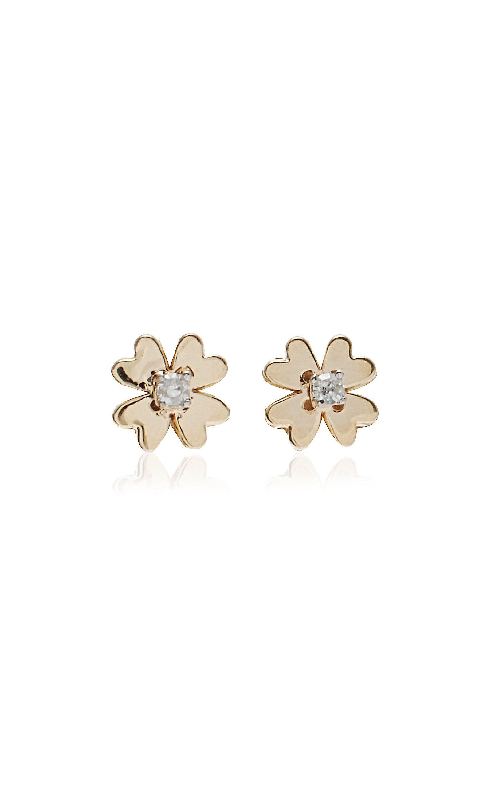 Adina Reyter Women's Tiny Clover 14k Yellow Gold Diamond Earrings