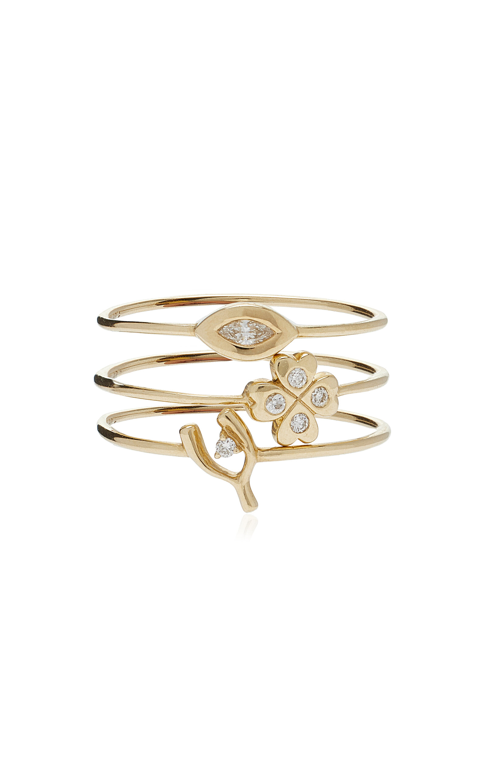Adina Reyter Women's Set-of-three Good Luck 14k Yellow Gold Diamond Ring