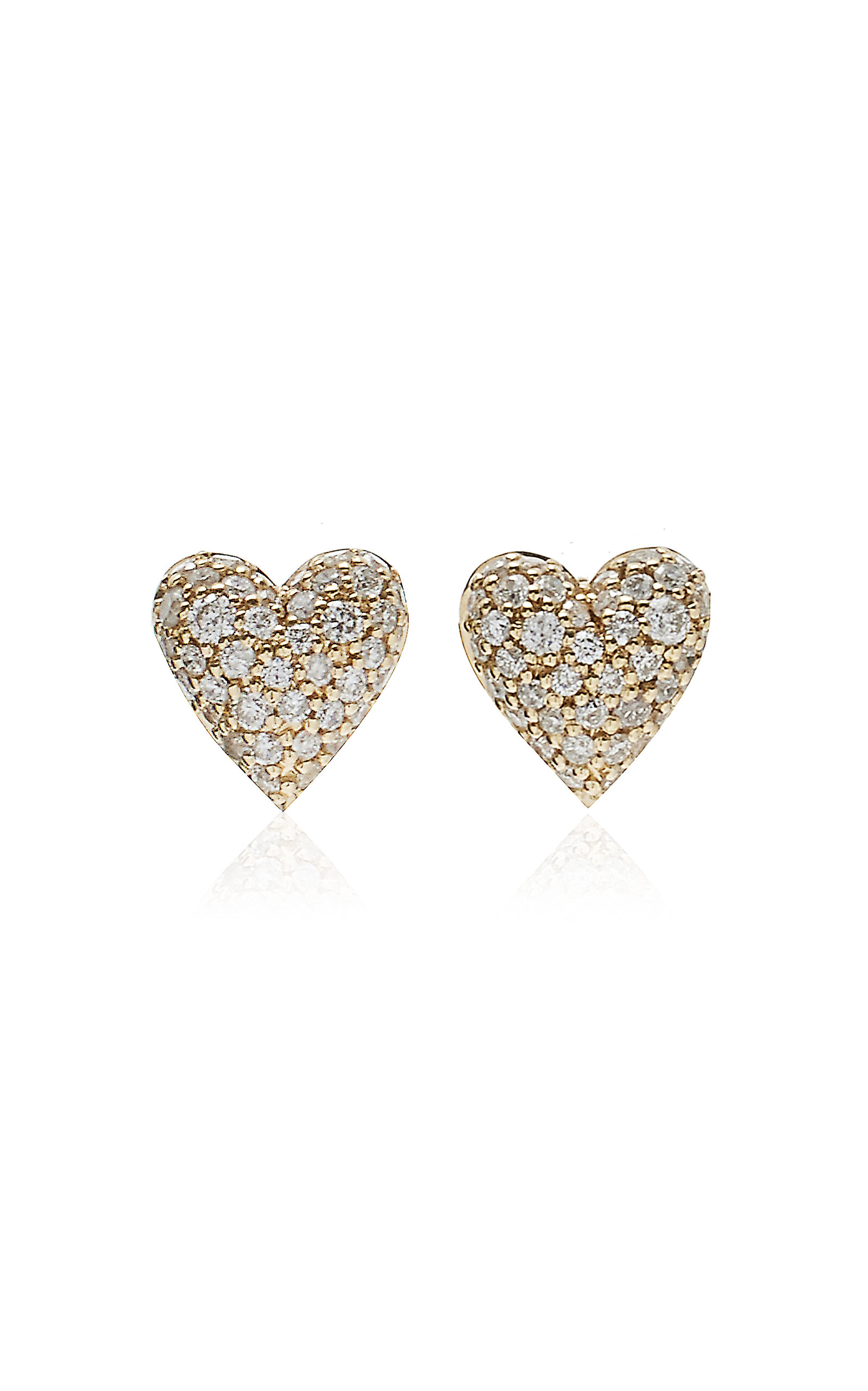 Adina Reyter 14k Yellow Gold Diamond Pave Puffy Heart Stud Earrings
