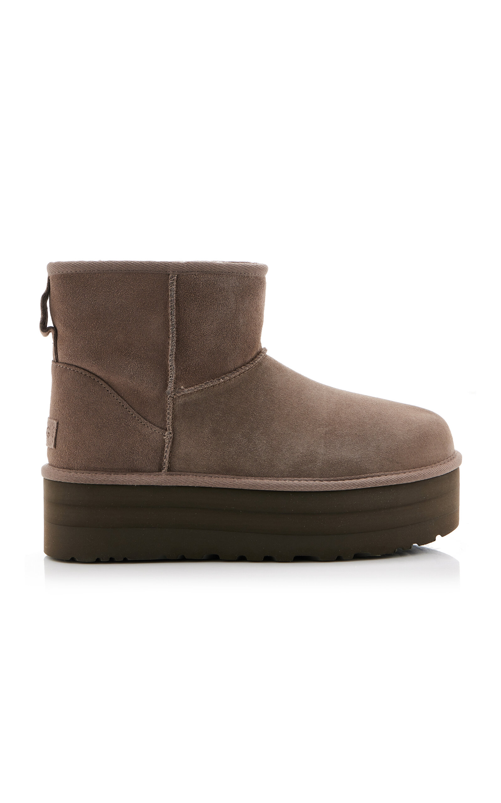 Shop Ugg Classic Mini Platform Shearling Ankle Boots In Grey