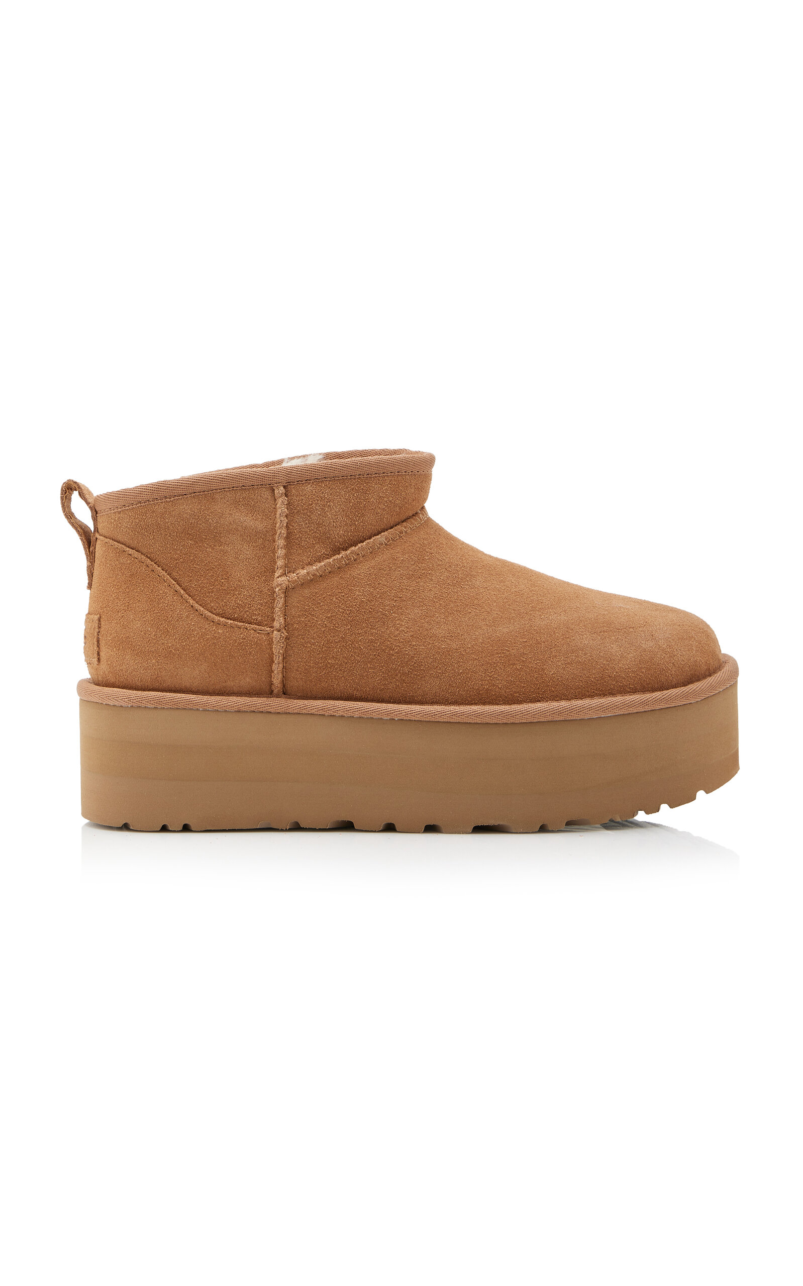 Shop Ugg Classic Ultra Mini Sheepskin Platform Boots In Tan