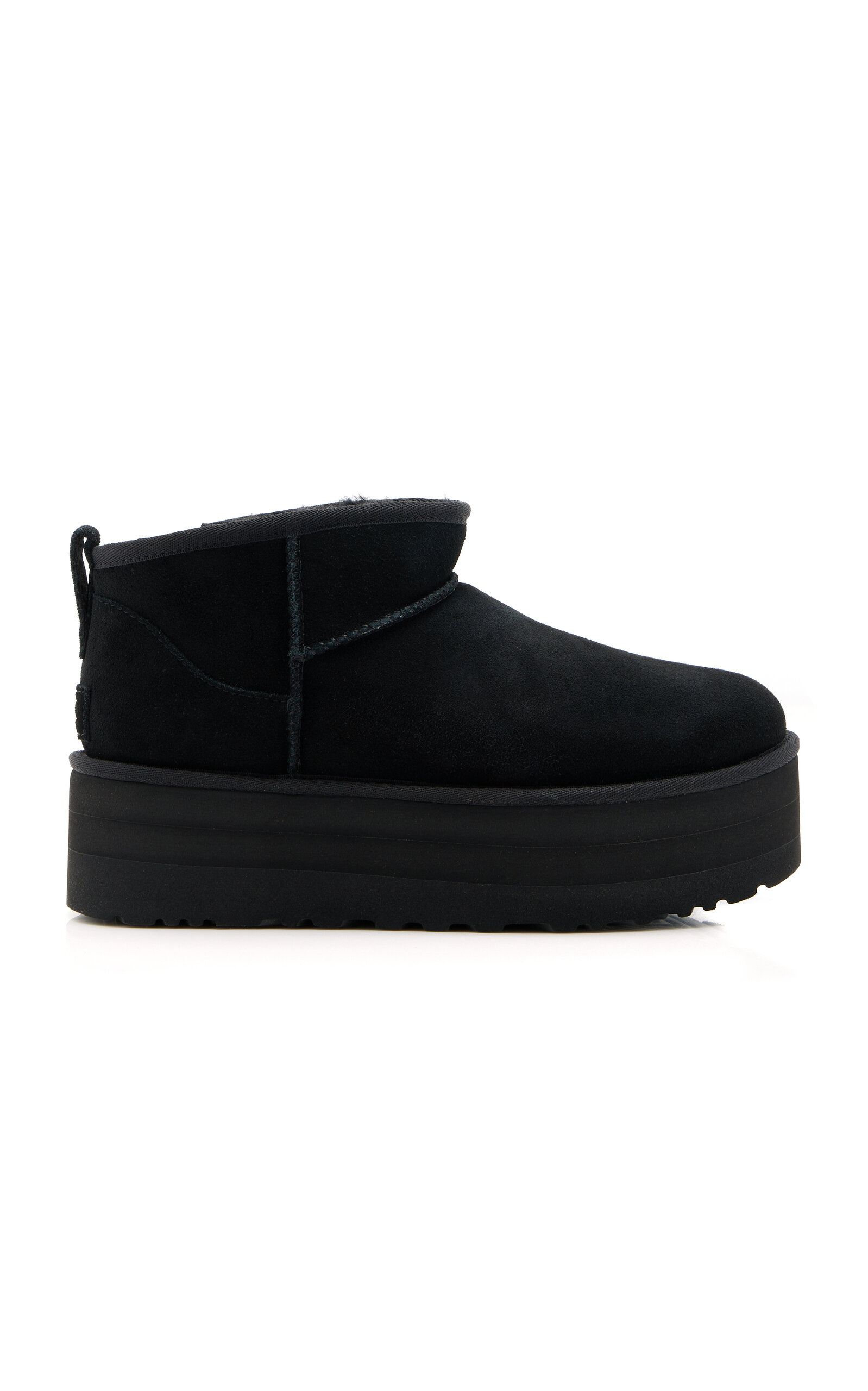 Ugg Classic Mini Platform Black Ankle Boots With Platform In Suede Woman