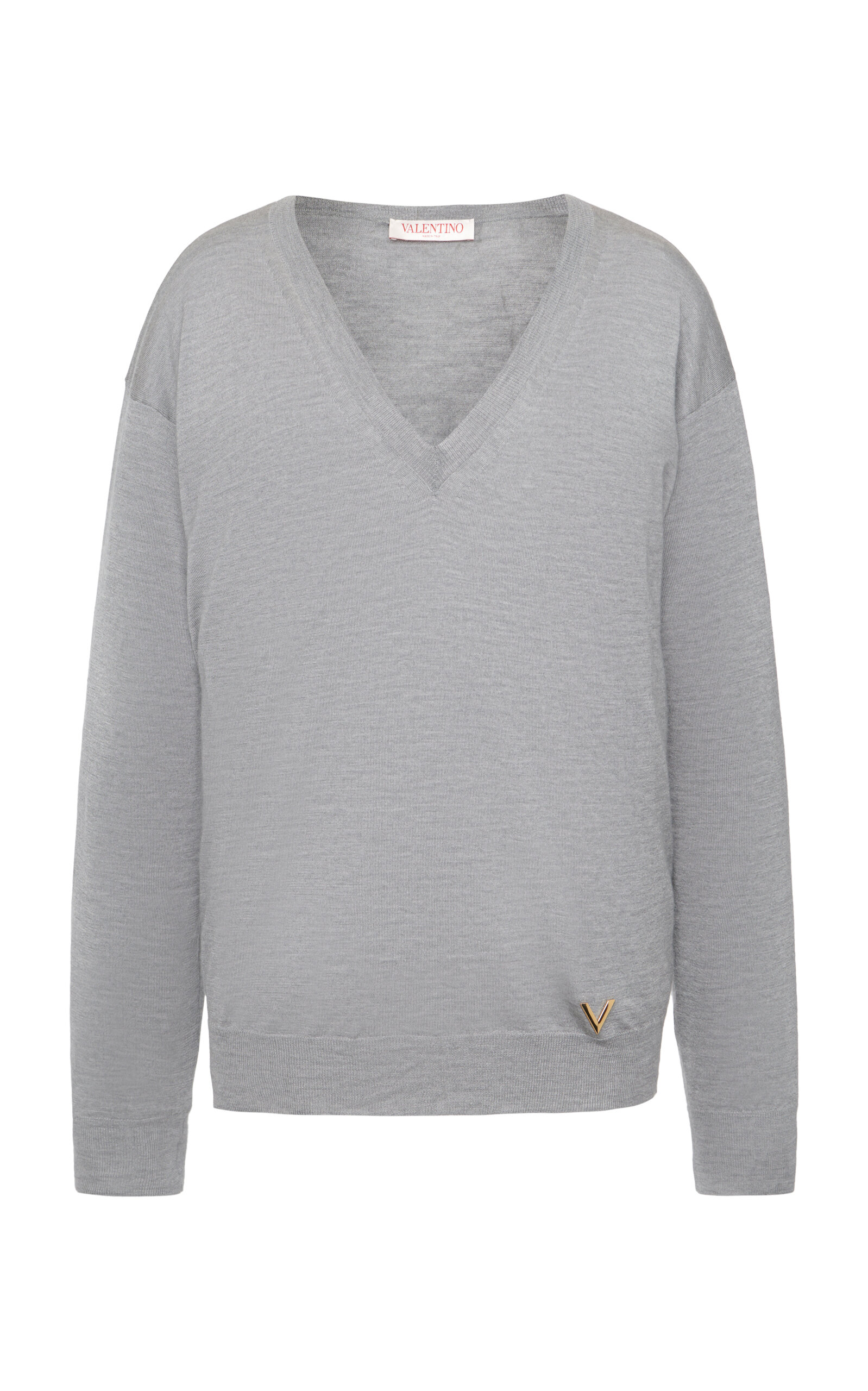 Shop Valentino Silk-cashmere Sweater In Light Grey
