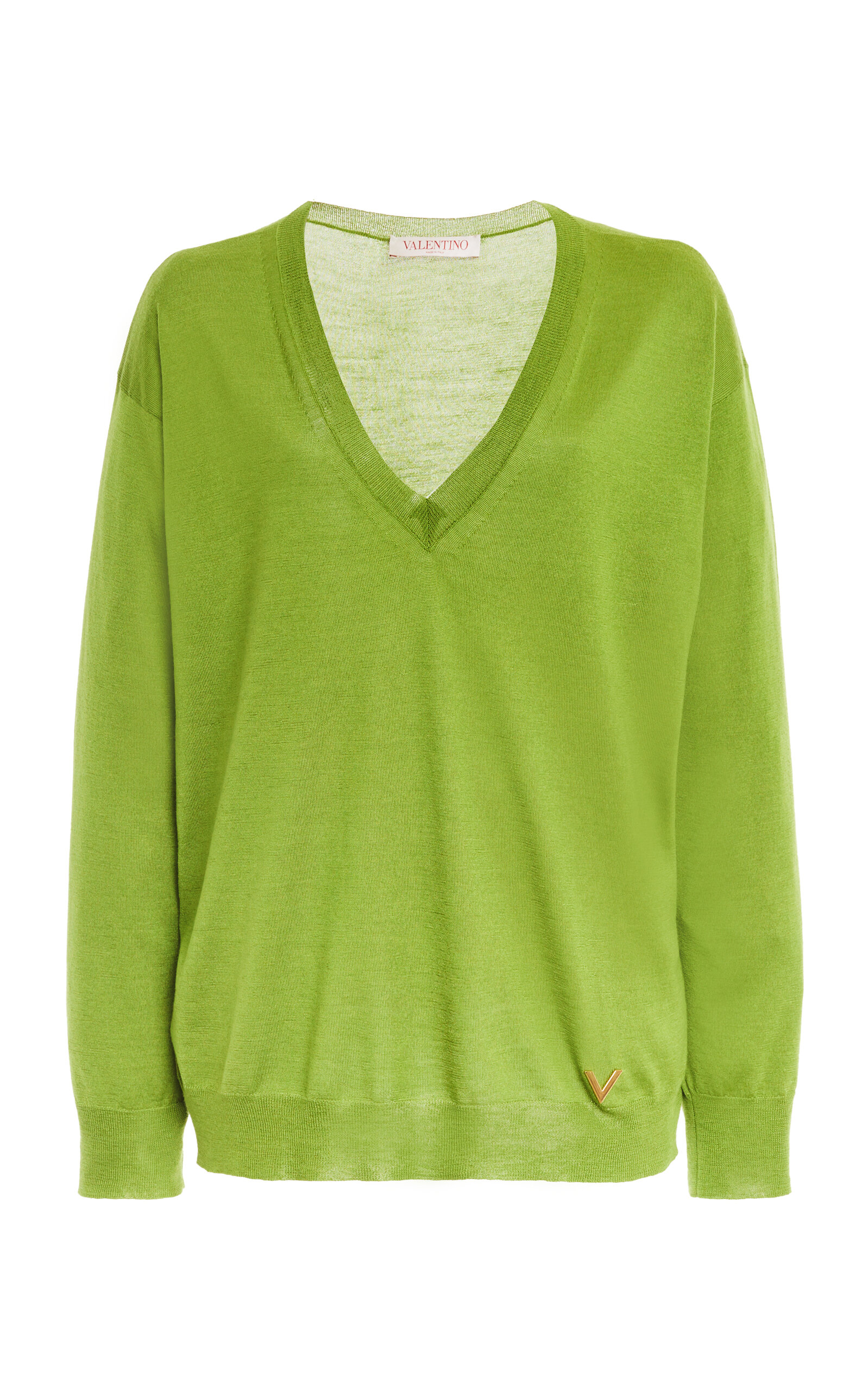 Valentino Silk-cashmere Sweater In Green