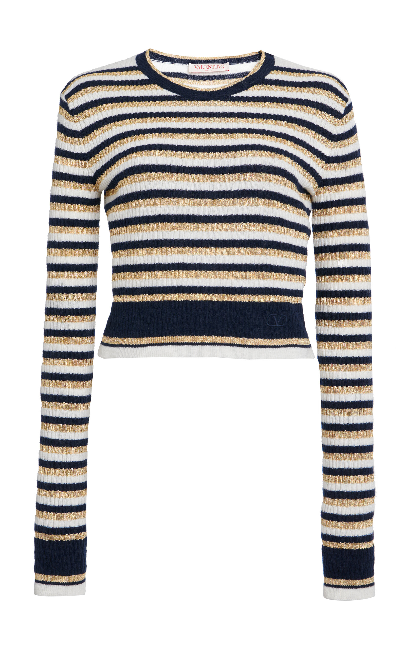 Shop Valentino Wool-blend Striped Knit Top