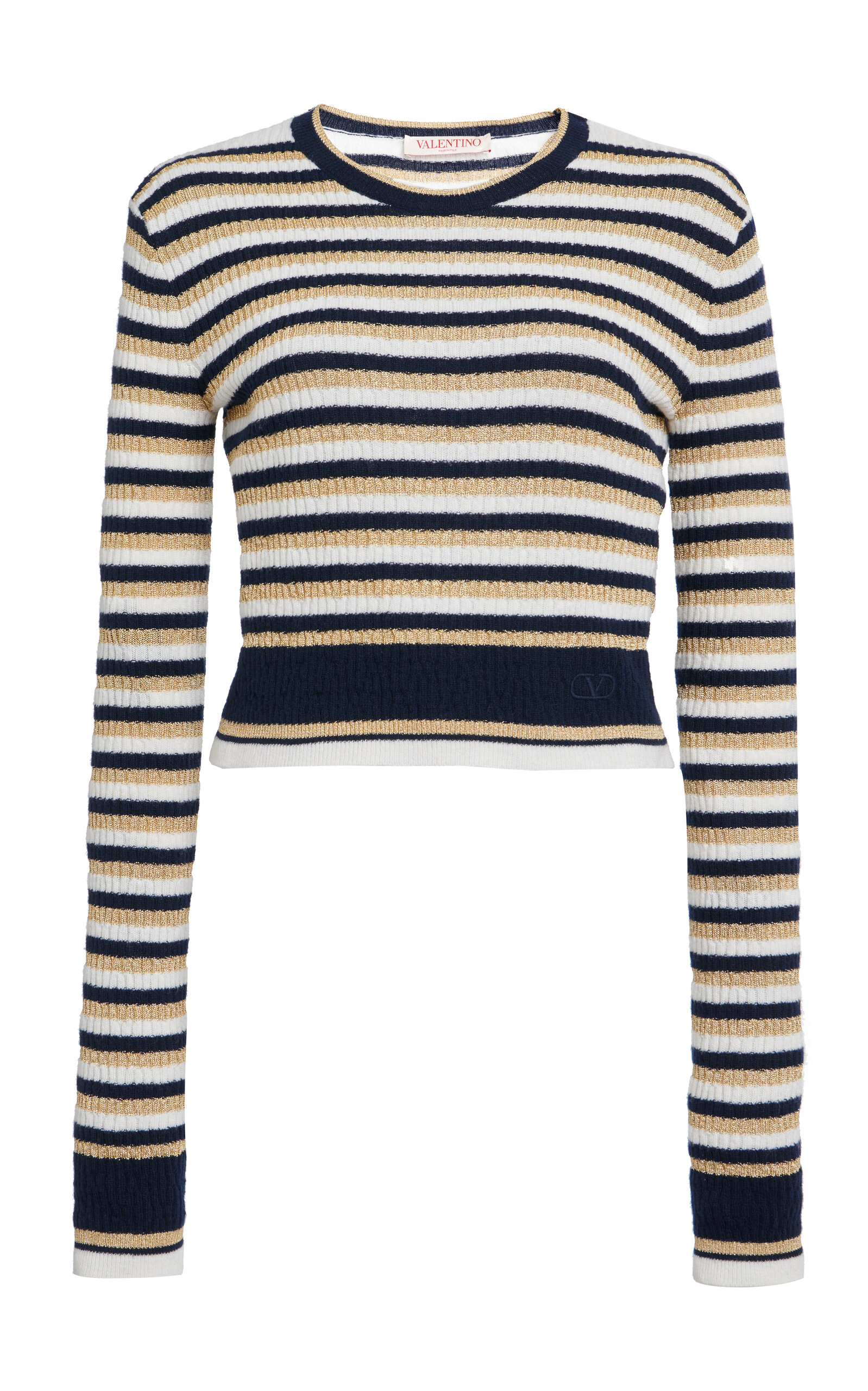 Valentino Wool And Lurex Sweater With Striped Motif In Stripe
