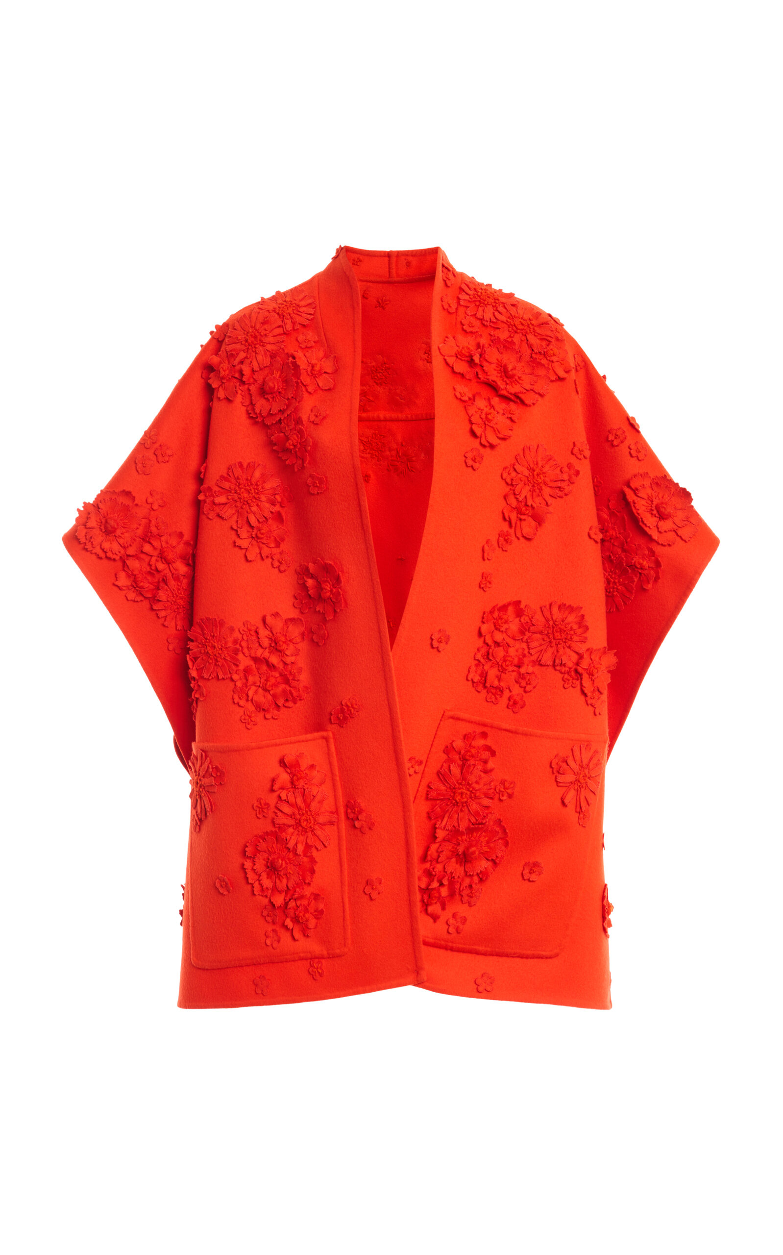 Shop Valentino Wool-cashmere Shawl Shirt In Orange
