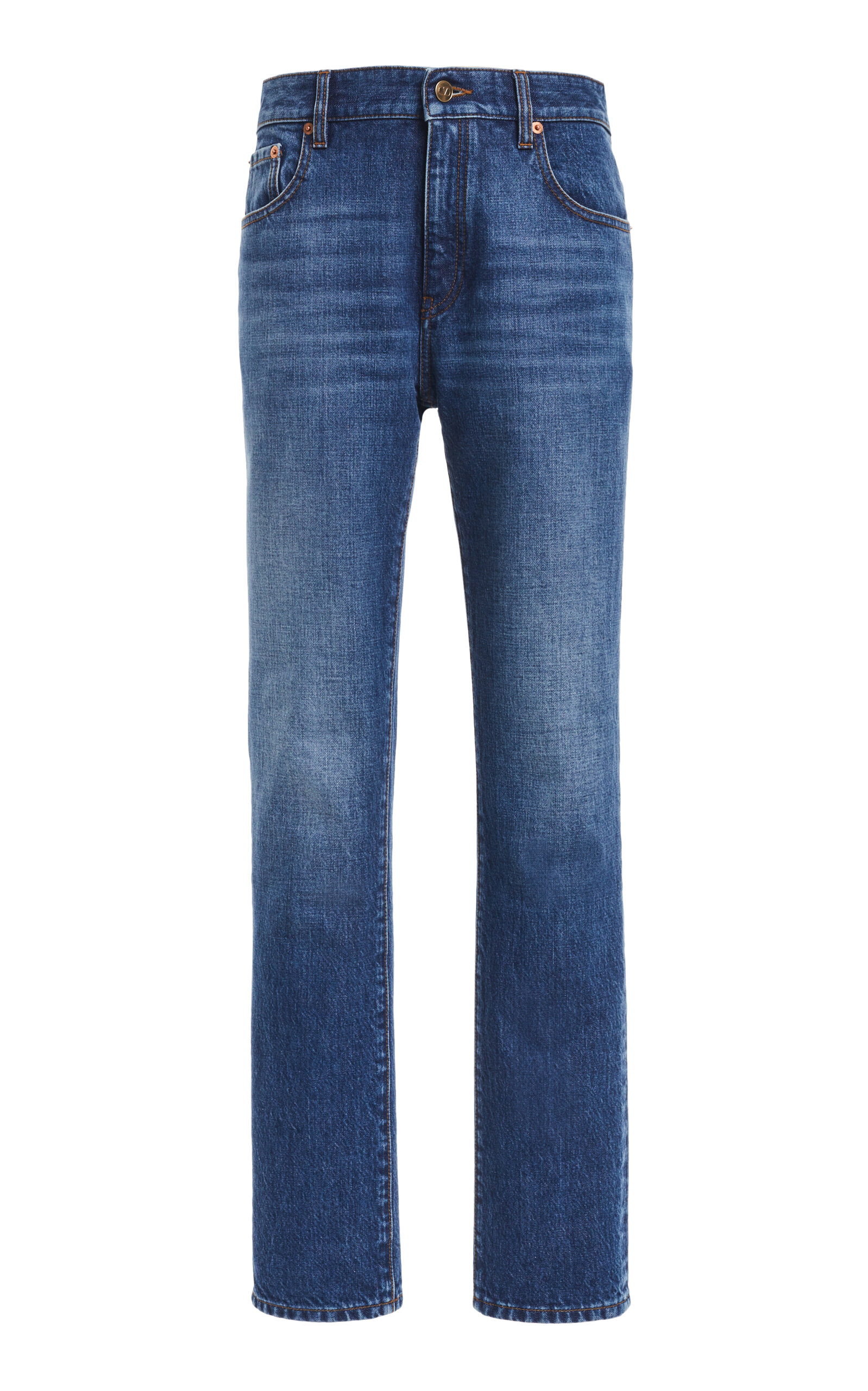Valentino High-rise Slim-leg Jeans In Medium Wash