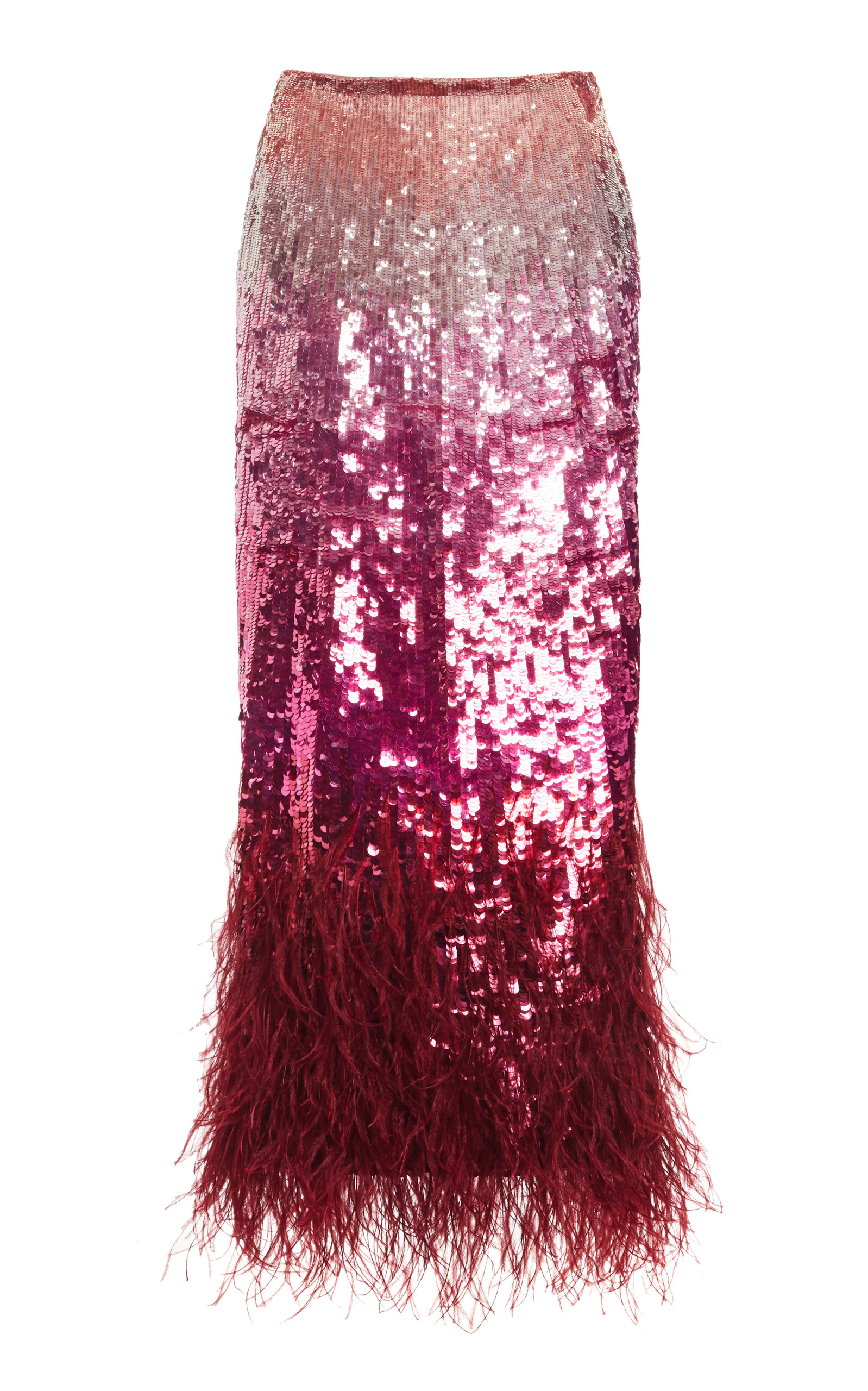 Valentino Feather-trimmed Tulle Midi Skirt In Pink