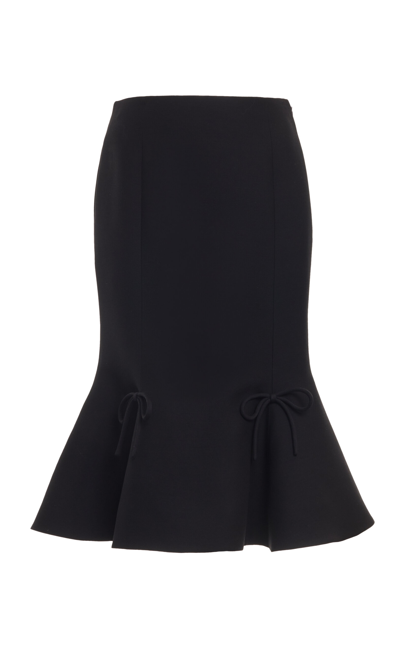 Valentino Wool-silk Crepe Midi Skirt In Black