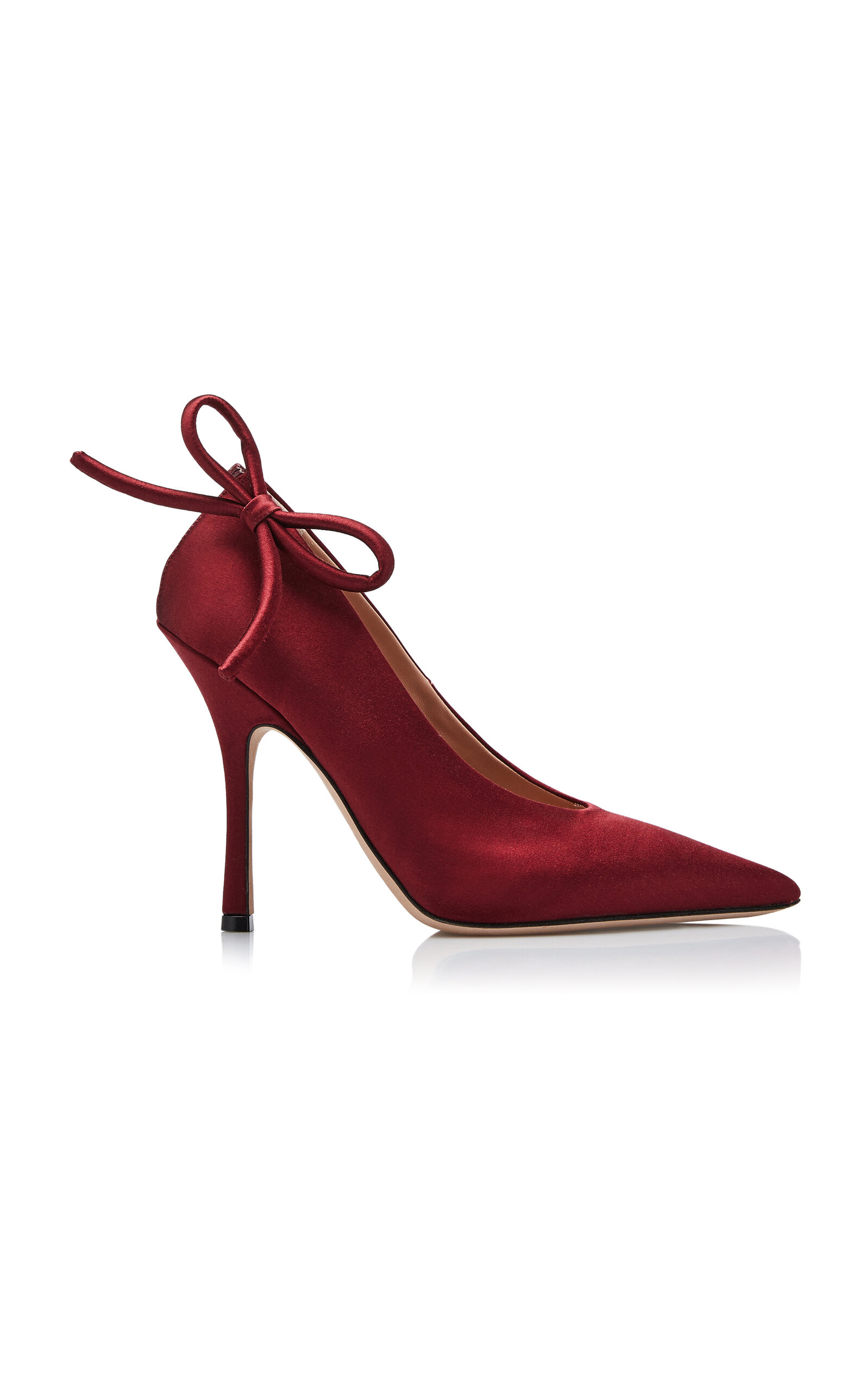 Shop Valentino Nite-out Bow-detailed Satin Pumps In Red
