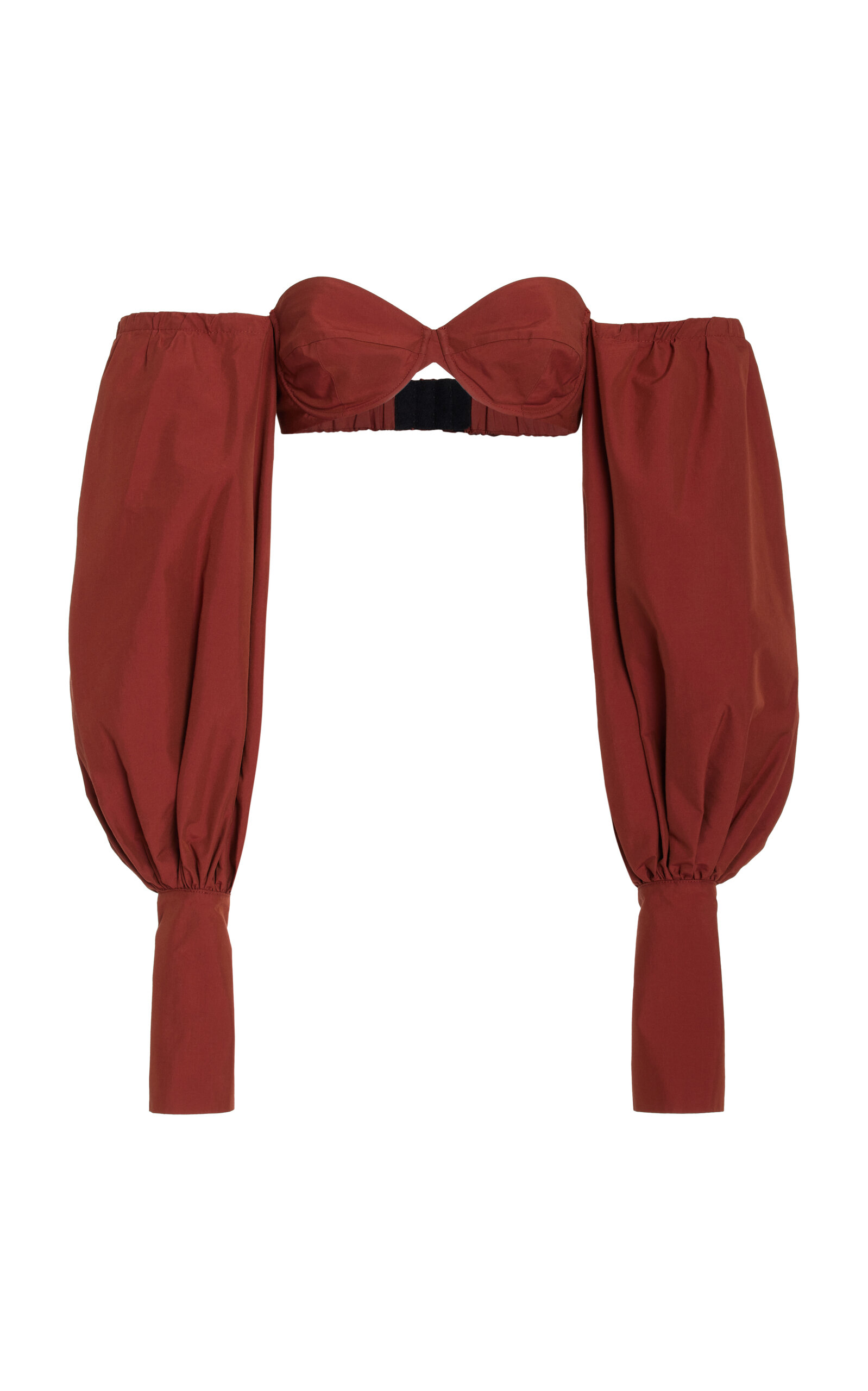 MIRROR PALAIS WOMEN'S CORTEZ BALLOON SLEEVE COTTON-BLEND CROP TOP