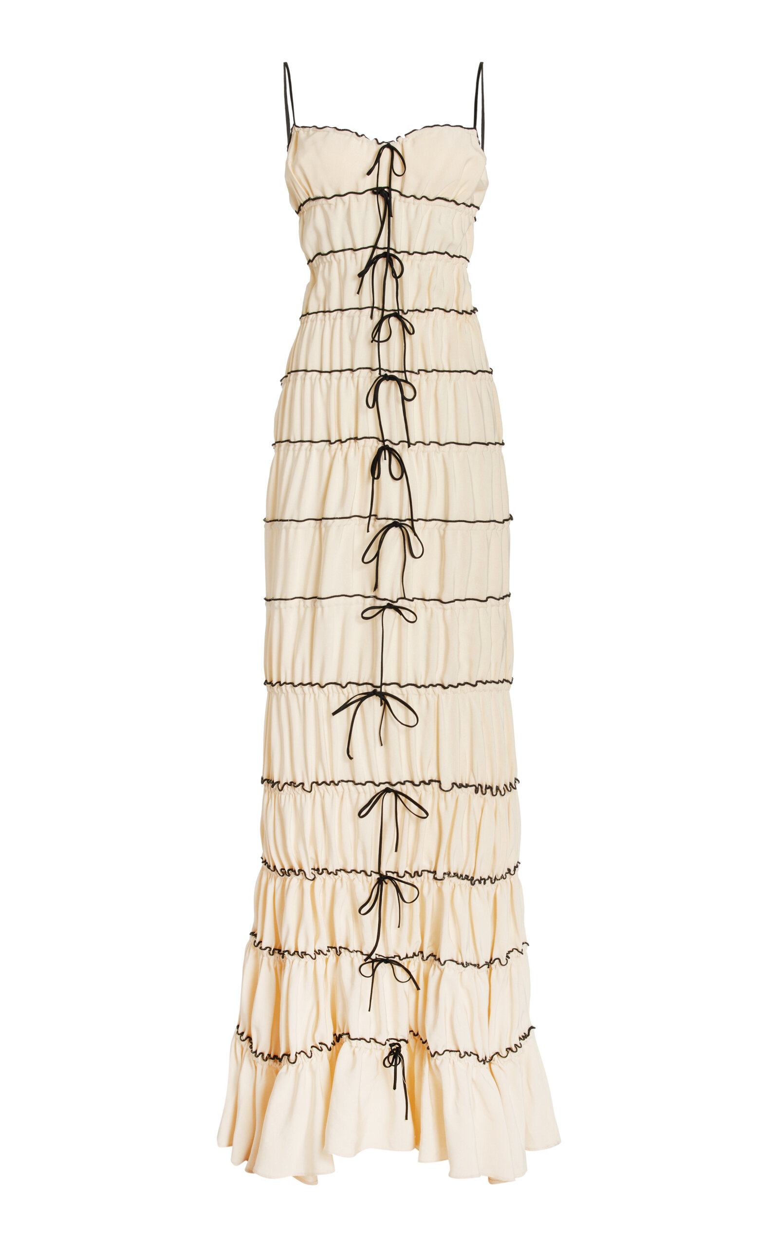 Ruffle Tunnel Tied Silk Gown