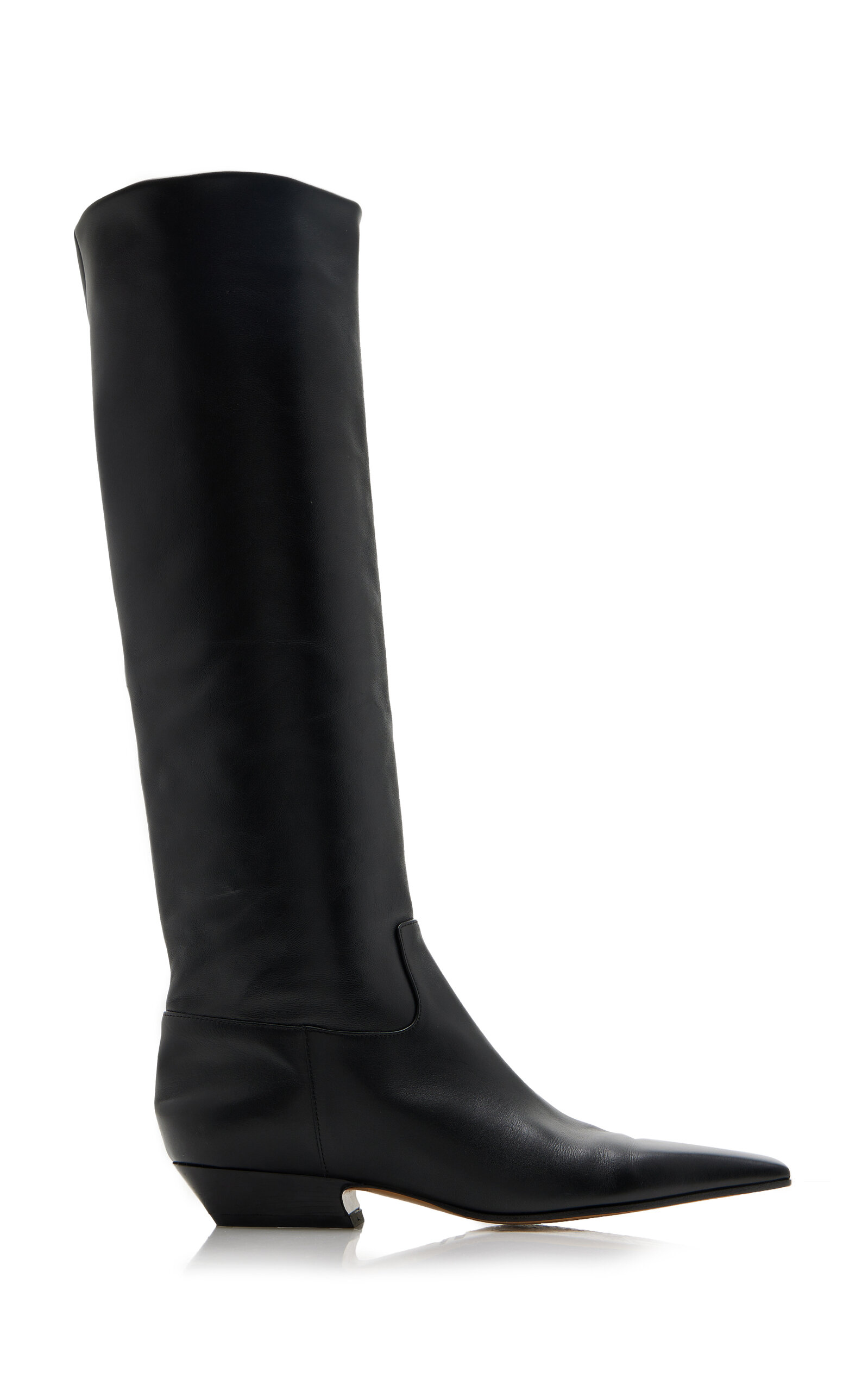 Shop Khaite Marfa Leather Knee Western Boots In Black