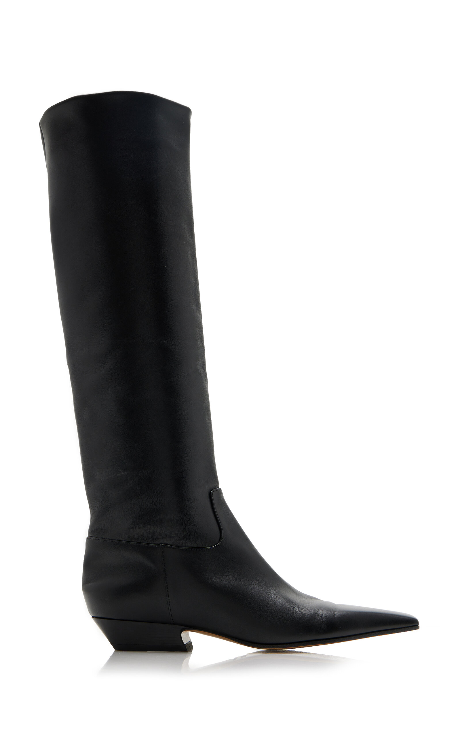 Khaite Marfa Leather Knee Western Boots In Black