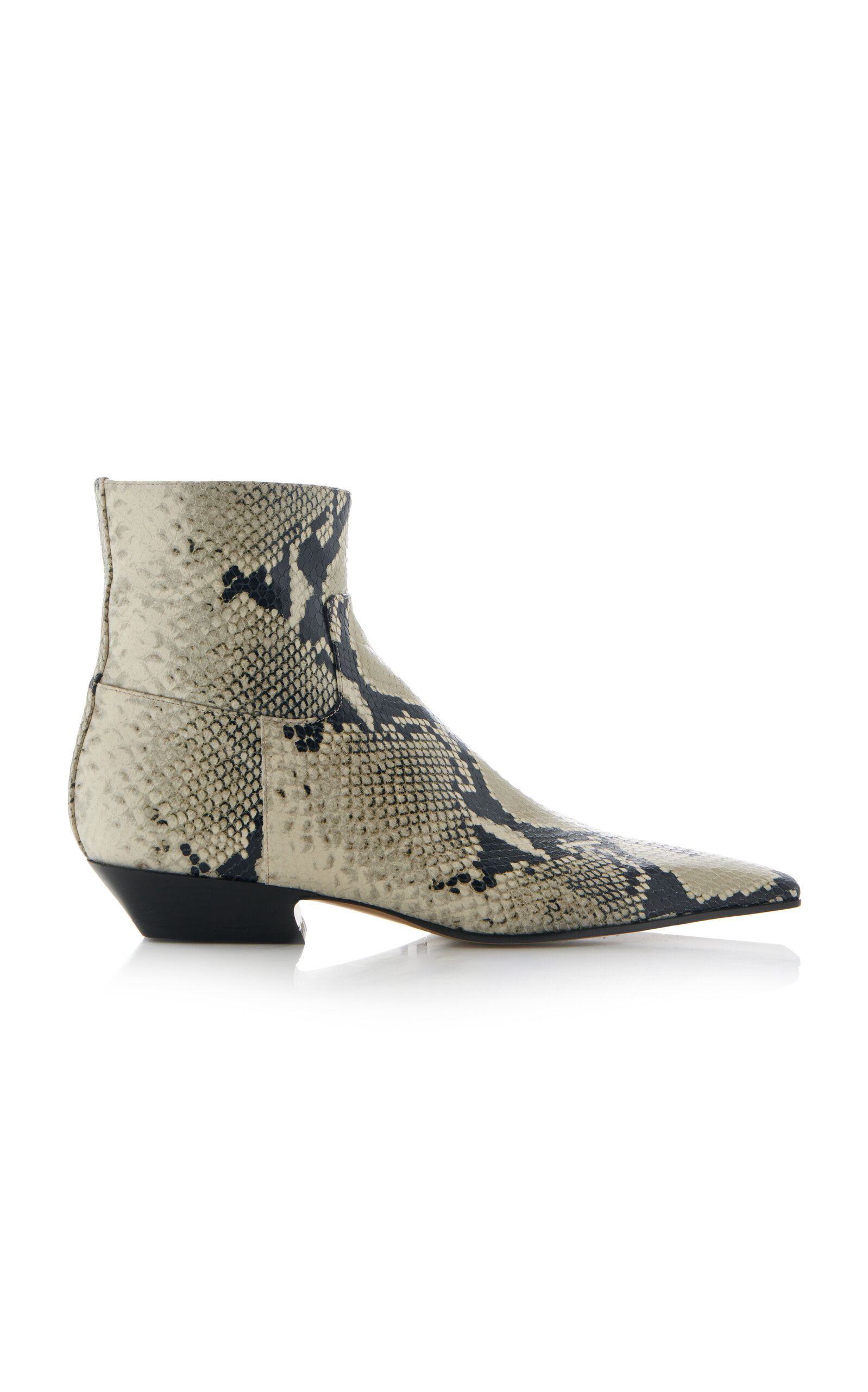 Shop Khaite Marfa Classic Embossed Leather Ankle Western Boots In Print