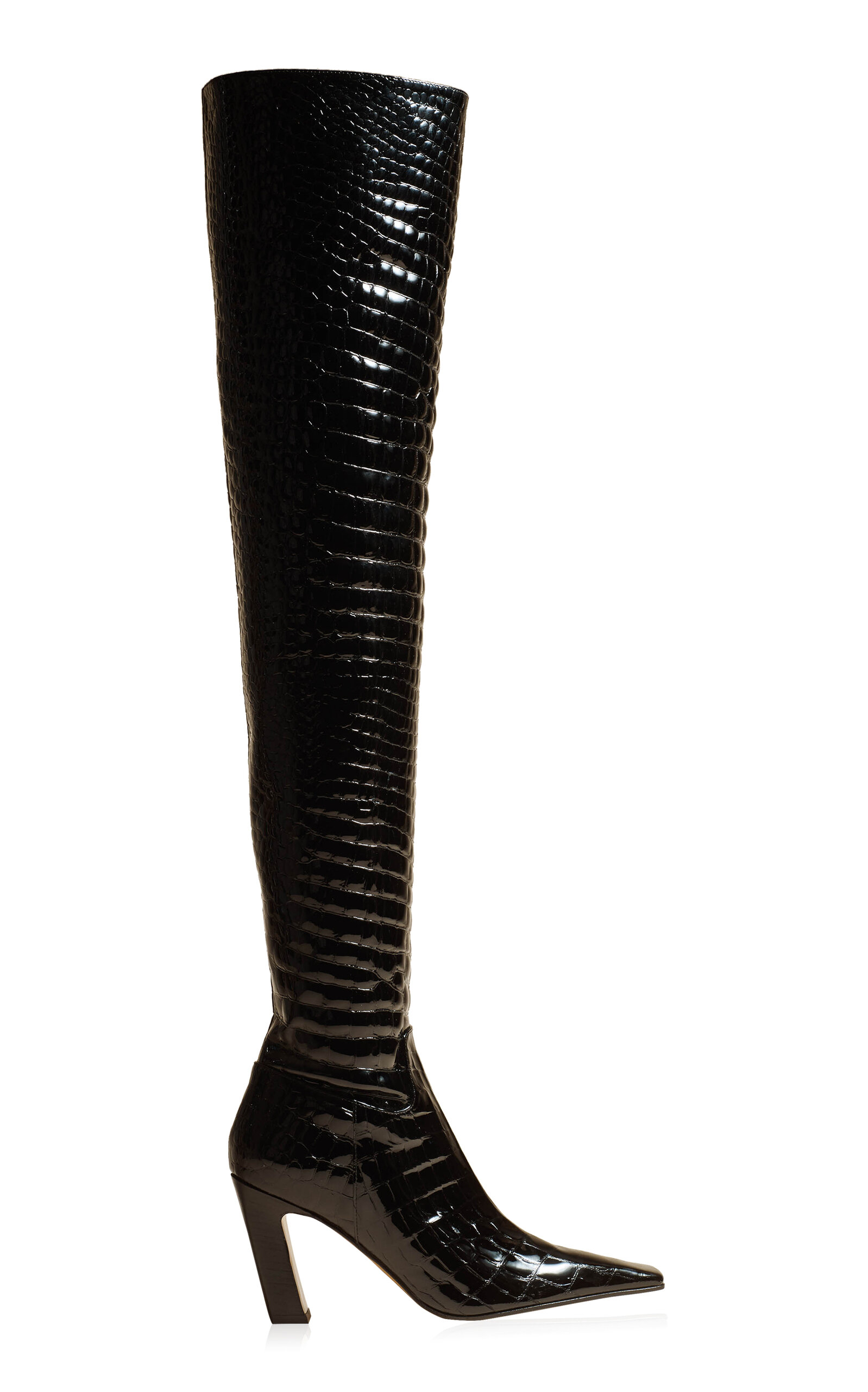 Khaite Women's Marfa Classic Otk Embossed Leather Boots In Black