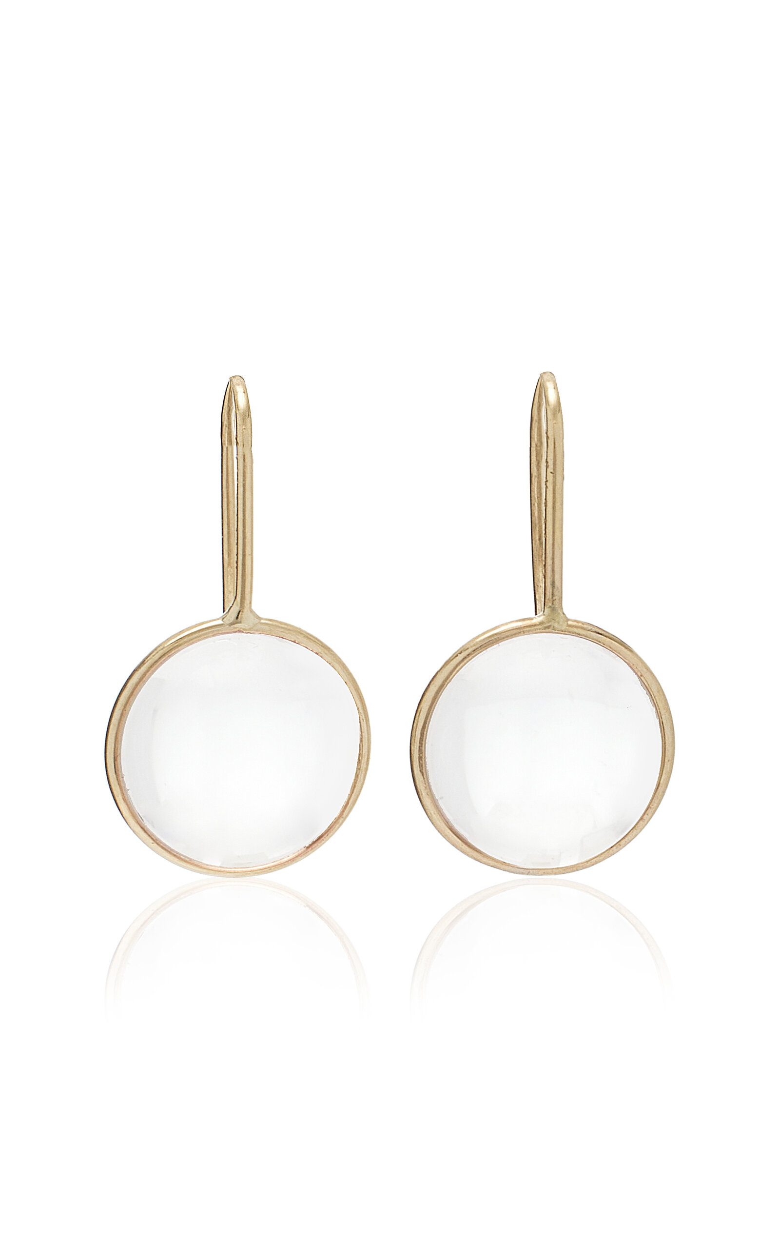 Medium Lens 14K Yellow Gold Quartz Earrings