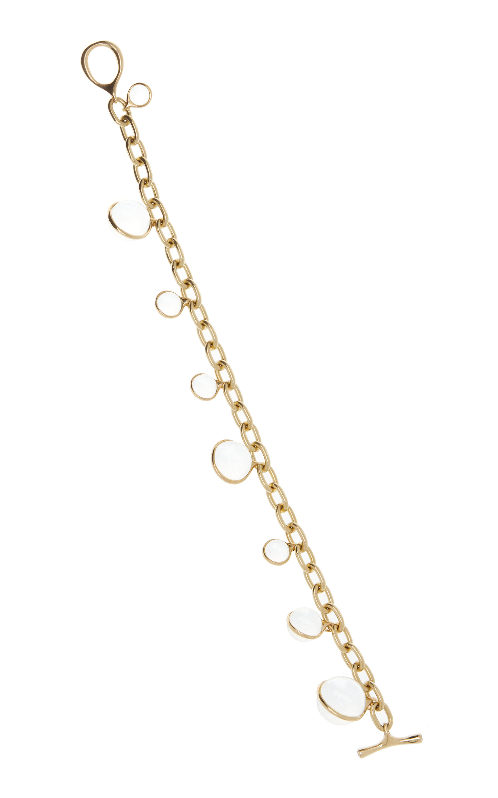 Solar 14K Yellow Gold Quartz; Diamond Charm Bracelet