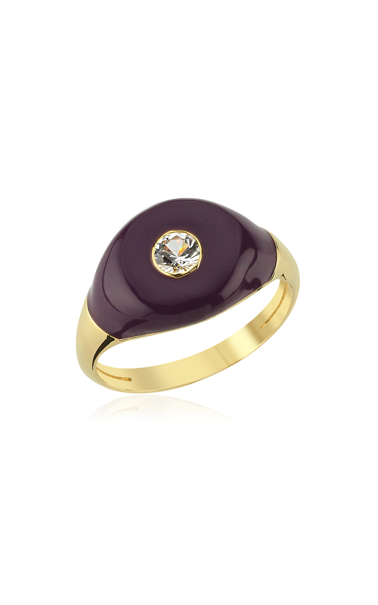 Charms Company Women's Bonbon Enameled 14K Yellow Gold Quartz Ring