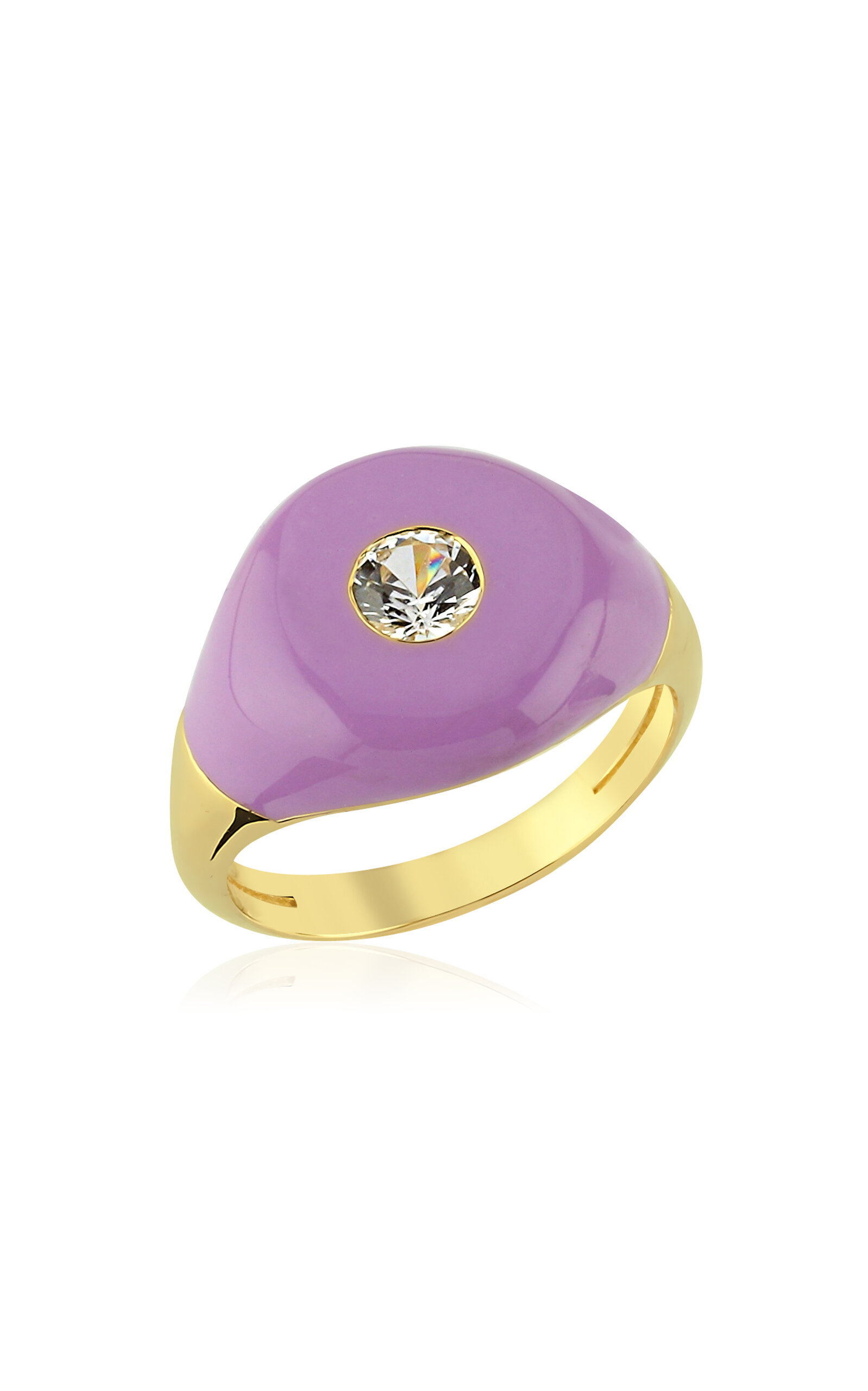 Charms Company Bonbon Enameled 14k Yellow Gold Quartz Ring In Purple