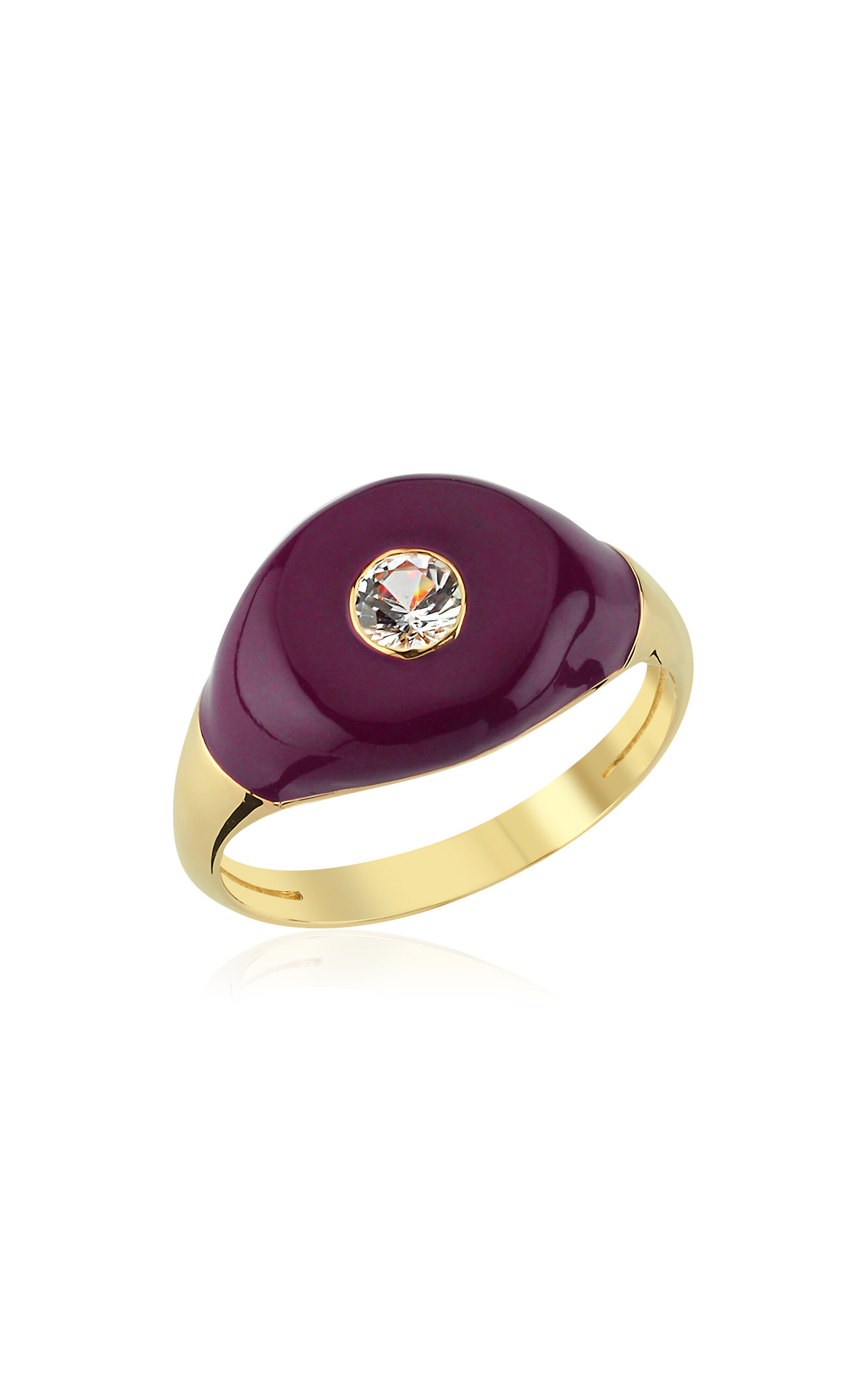 Charms Company Women's Bonbon Enameled 14K Yellow Gold Quartz Ring