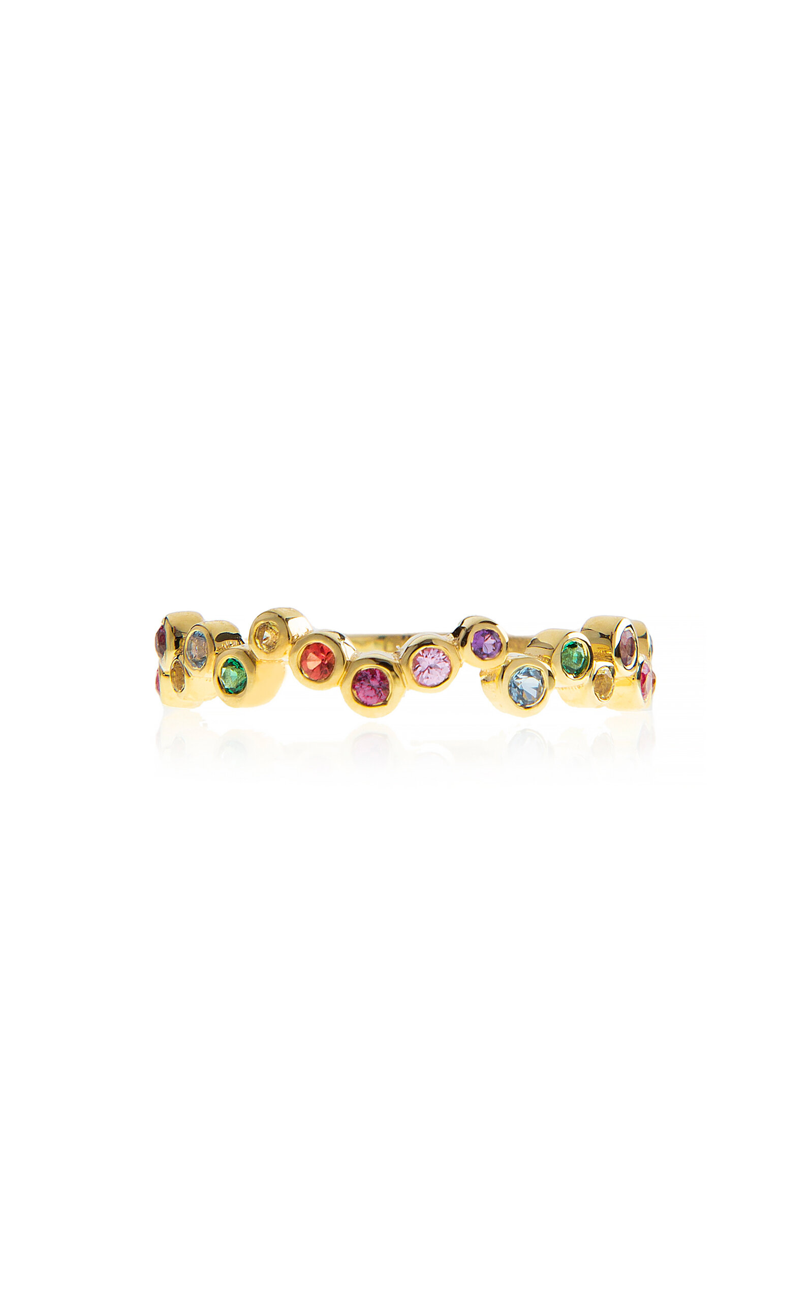 CHARMS COMPANY RAINBOW ZIG ZAG 14K YELLOW GOLD SAPPHIRE RING