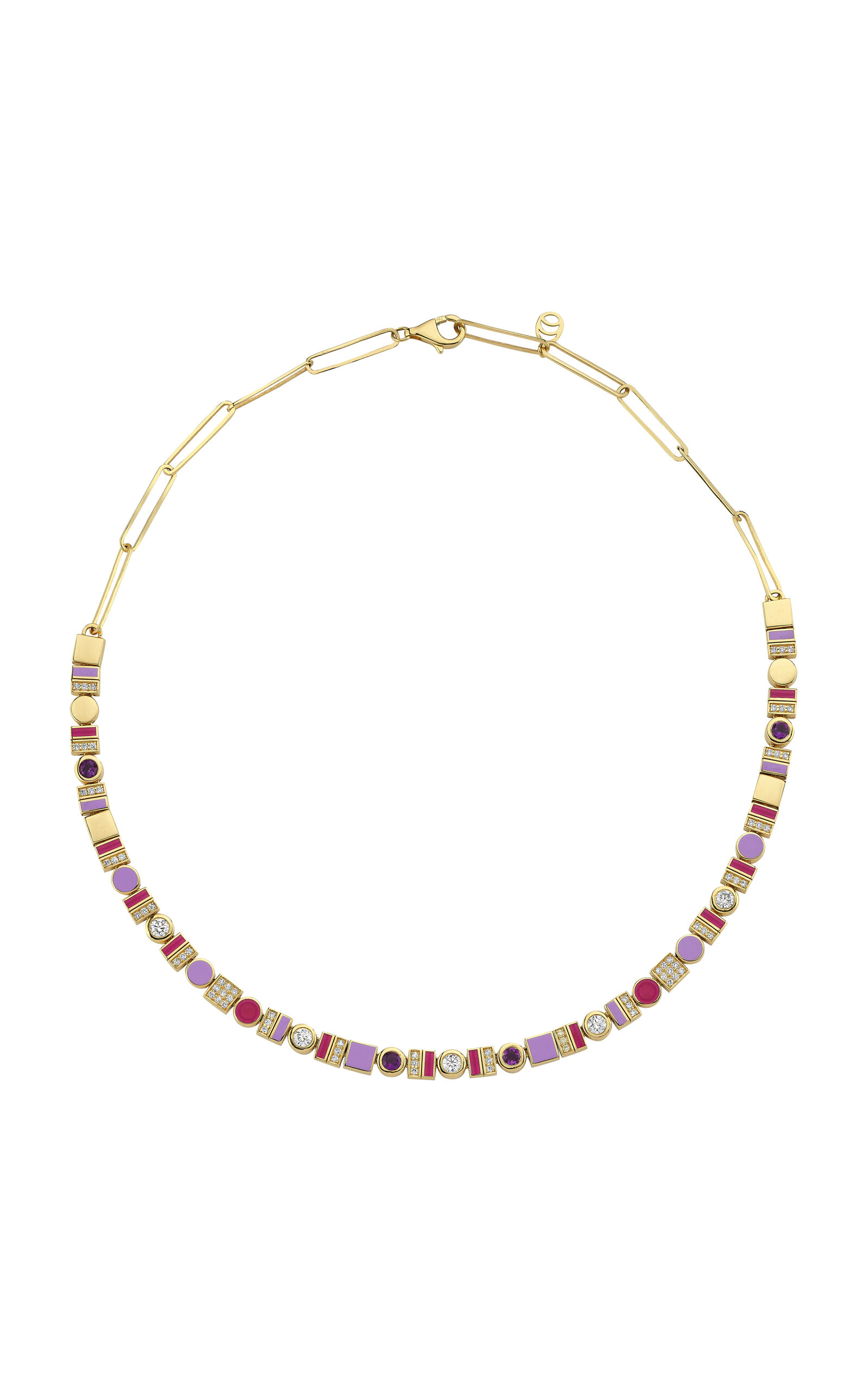 Charms Company Women's Les BonBons 14K Yellow Gold Enamel; Diamond and Amethyst Necklace