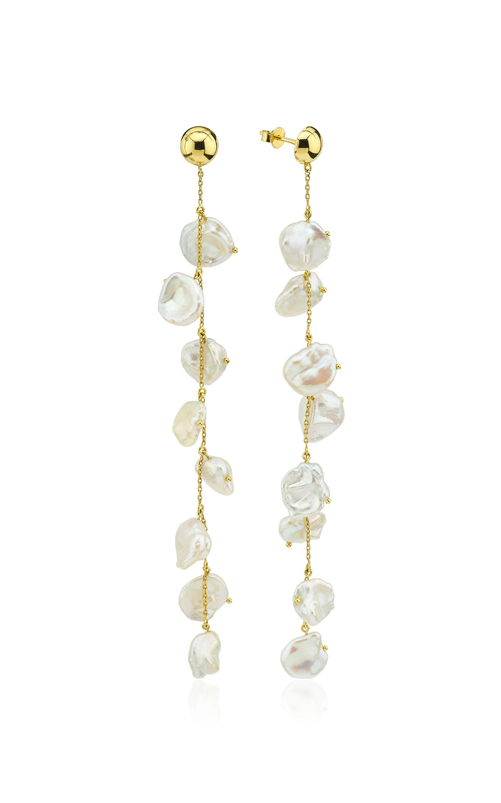 Charms Company 14k Yellow Gold Pearl Earrings In White