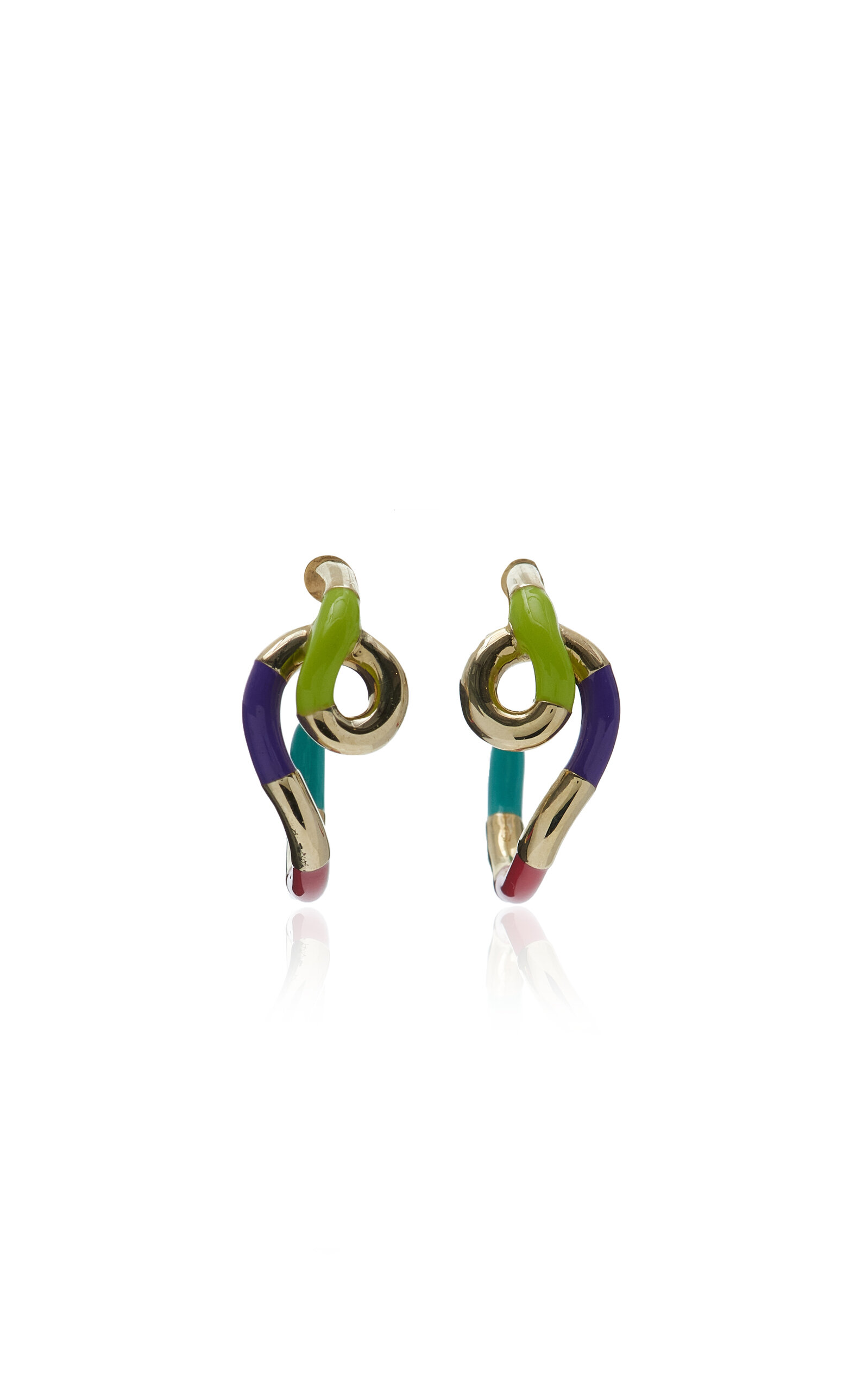 Bea Bongiasca Wow Mini Enameled 9k Yellow Gold Earrings In Multi