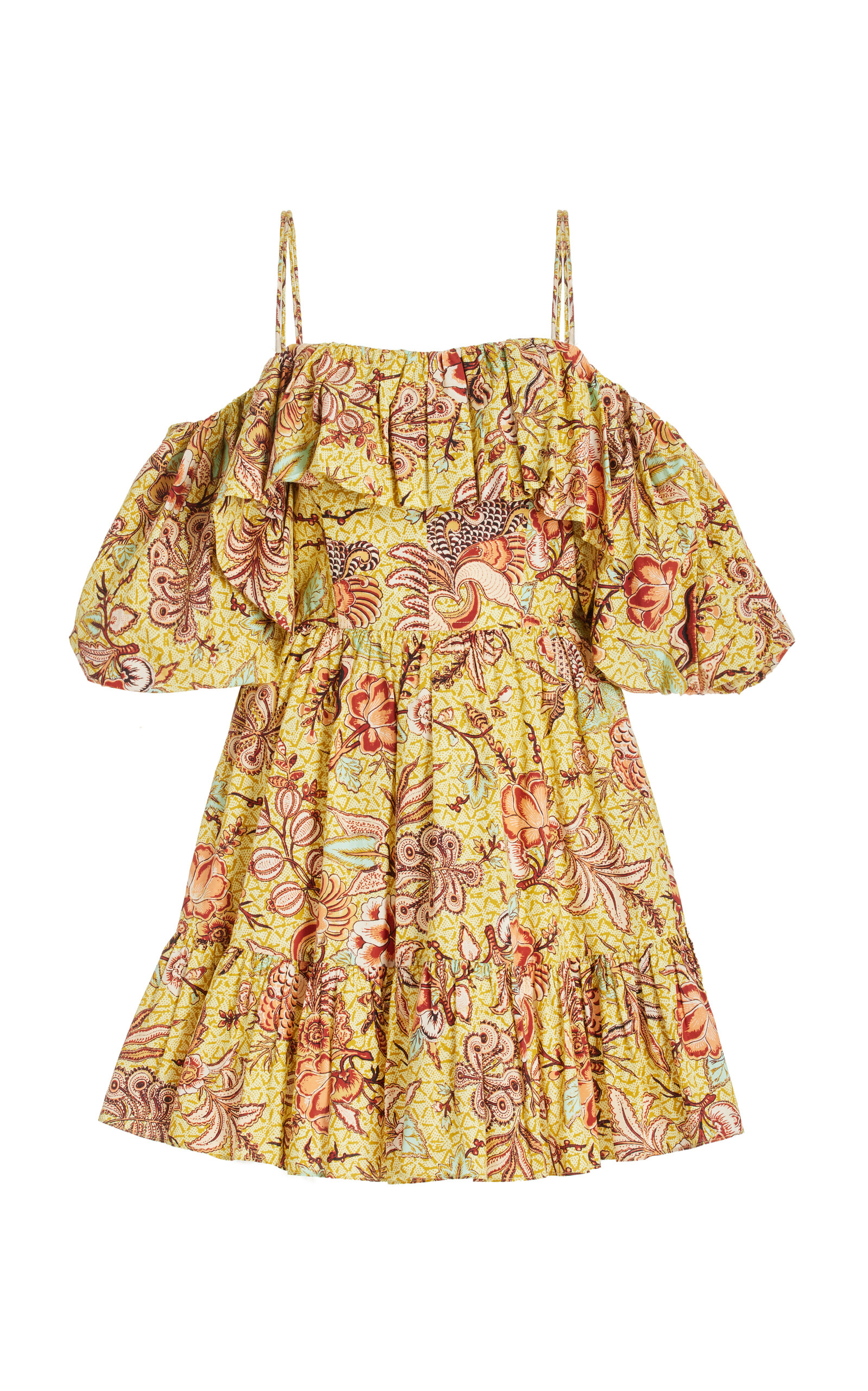 ULLA JOHNSON LILA RUFFLED COTTON-BLEND MINI DRESS