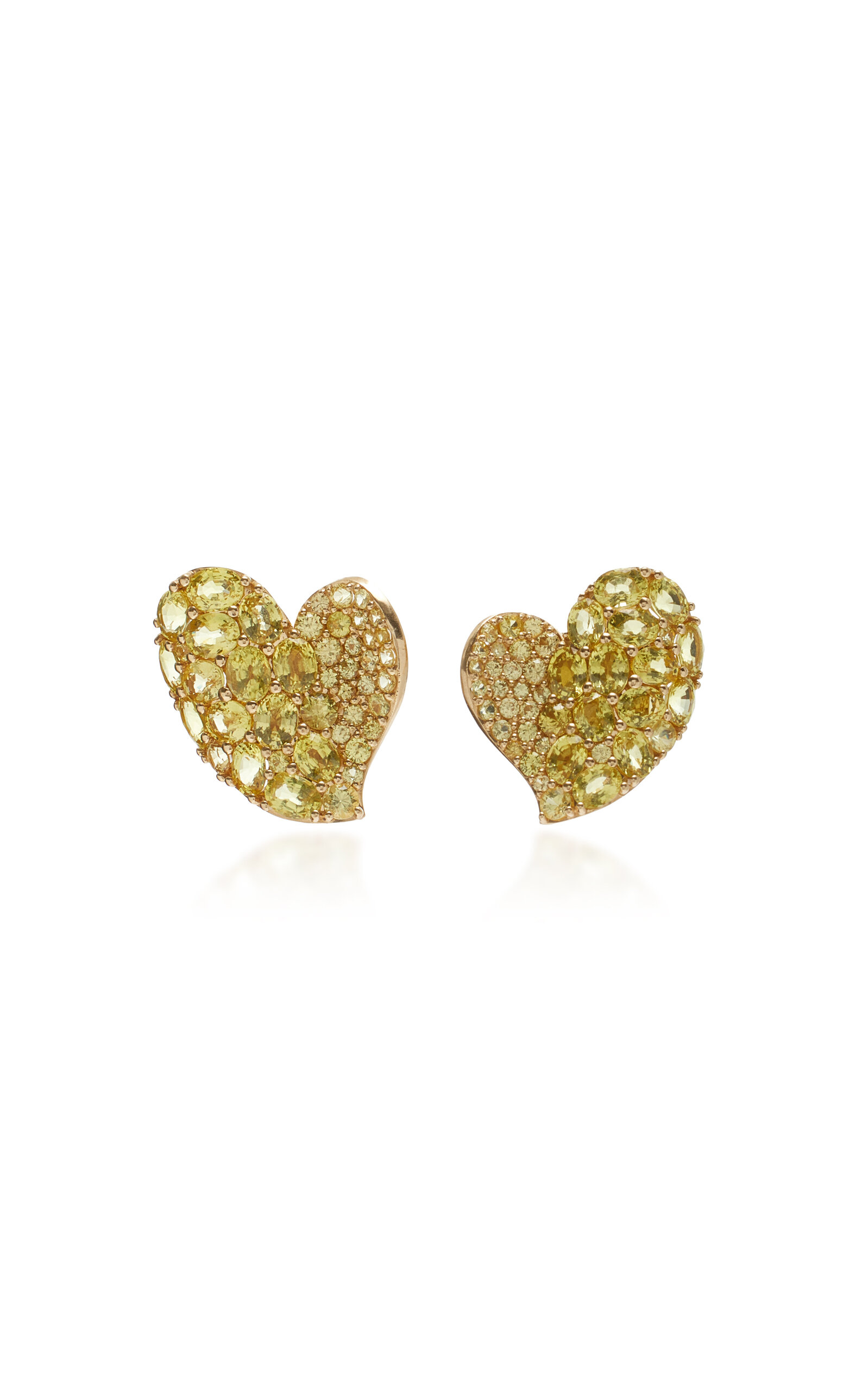Piranesi Women's 18K Gold Medium Wave Heart Earring in Yellow Sapphire