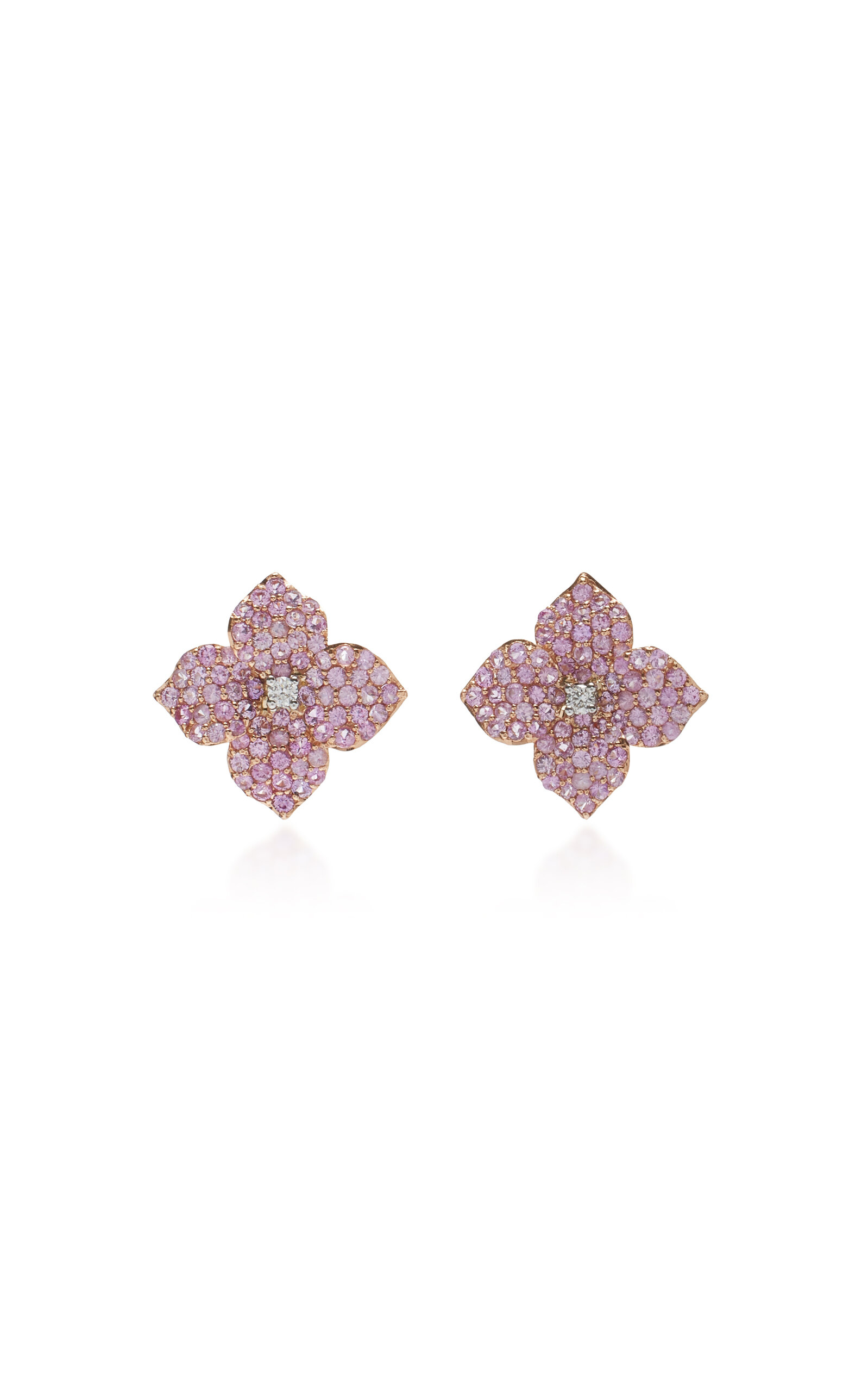Piranesi Women's 18K Gold Mosaique Small Flower Earring in Pink Sapphire
