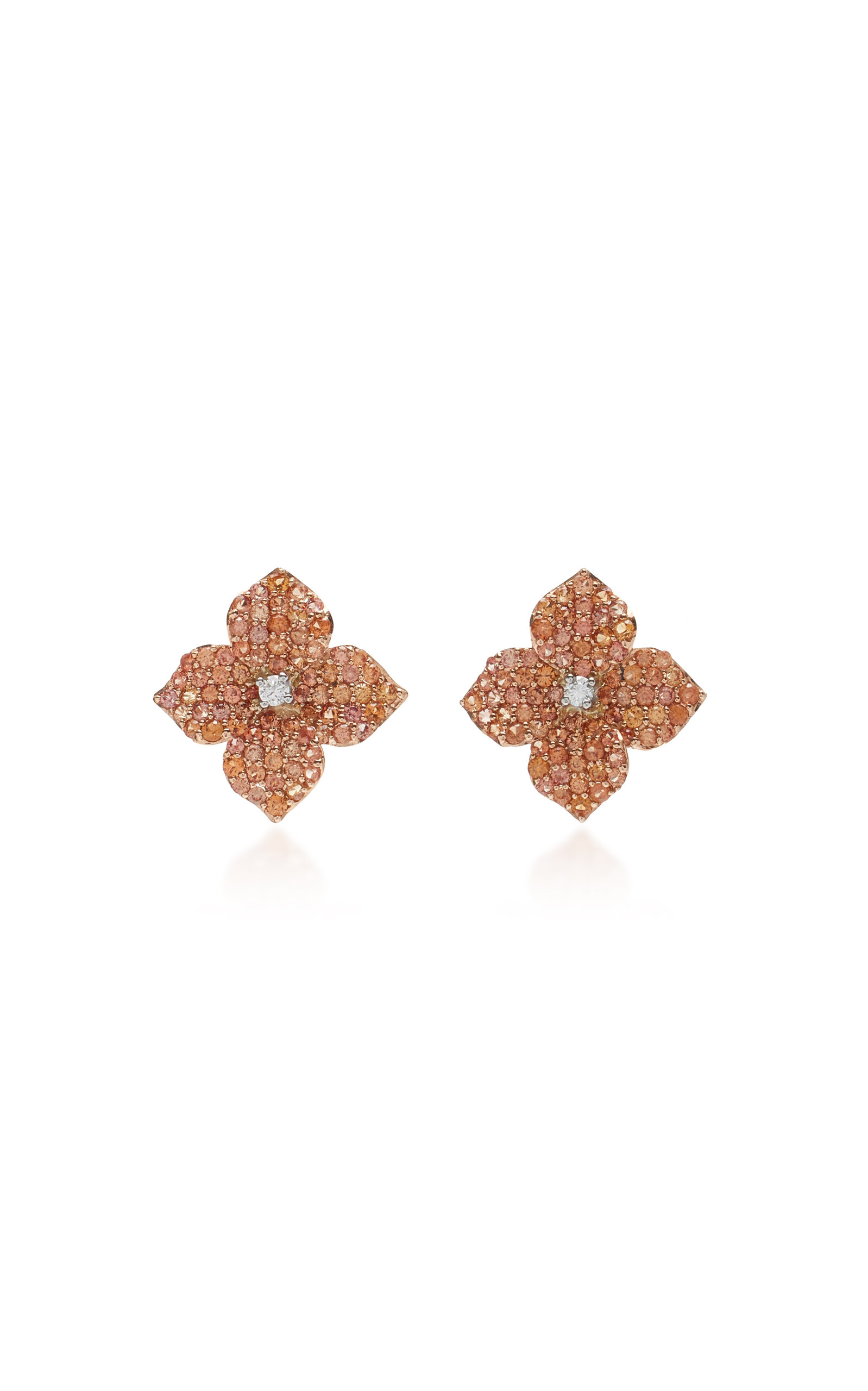 Piranesi Women's 18K Gold Mosaique Small Flower Earring in Orange Sapphire