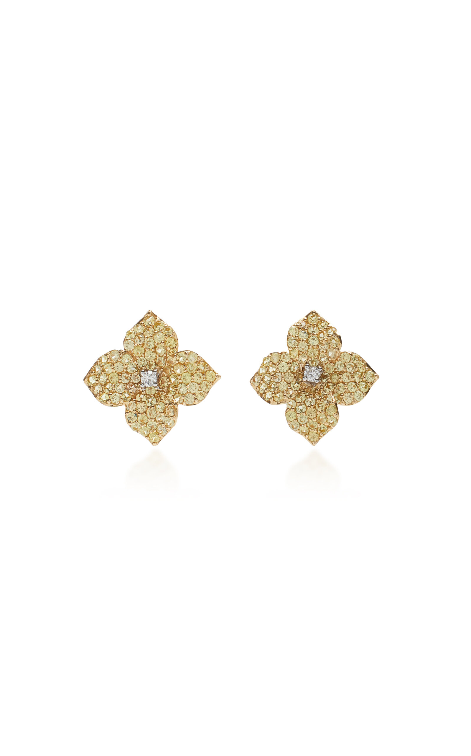 Piranesi Women's 18K Gold Mosaique Small Flower Earring in Yellow Sapphire