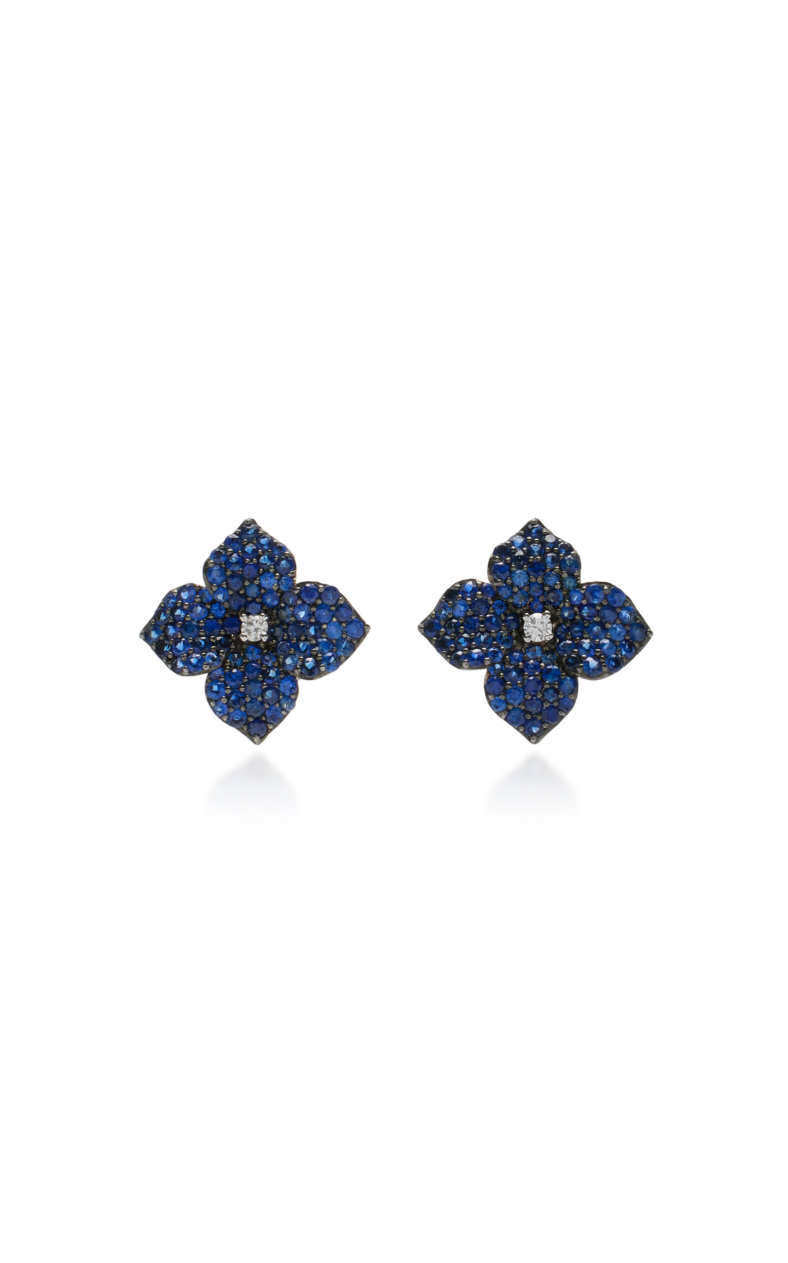 Piranesi Women's 18K Gold Mosaique Small Flower Earring in Blue Sapphire