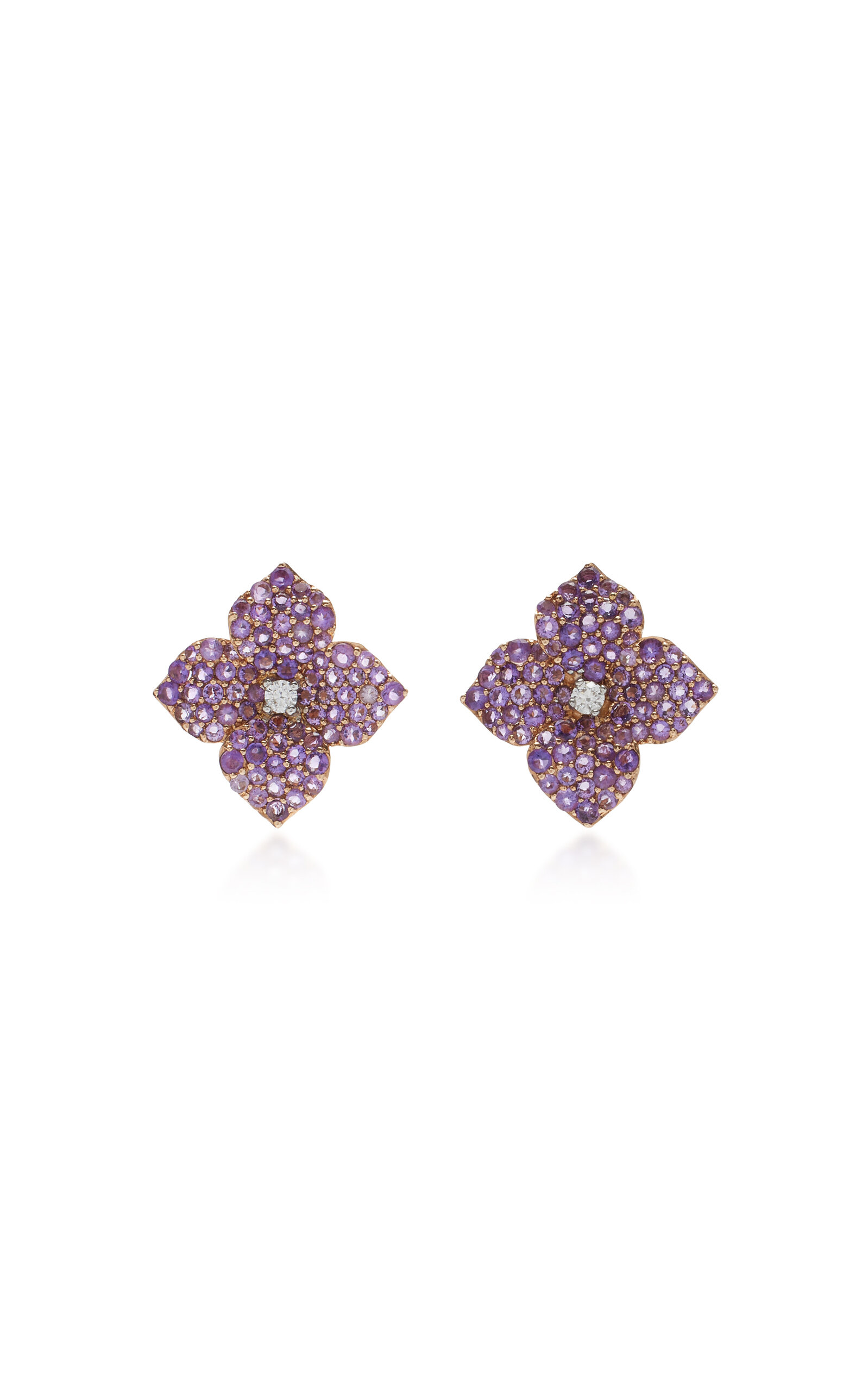 Piranesi Women's 18K Gold Mosaique Small Flower Earring in Purple Amethyst