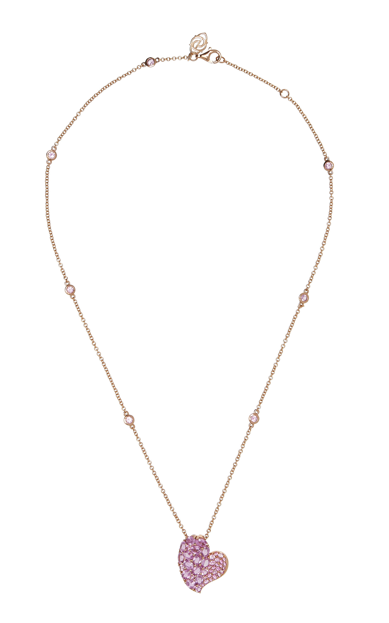 Piranesi Women's 18K Gold Medium Wave Heart Necklace in Pink Sapphire