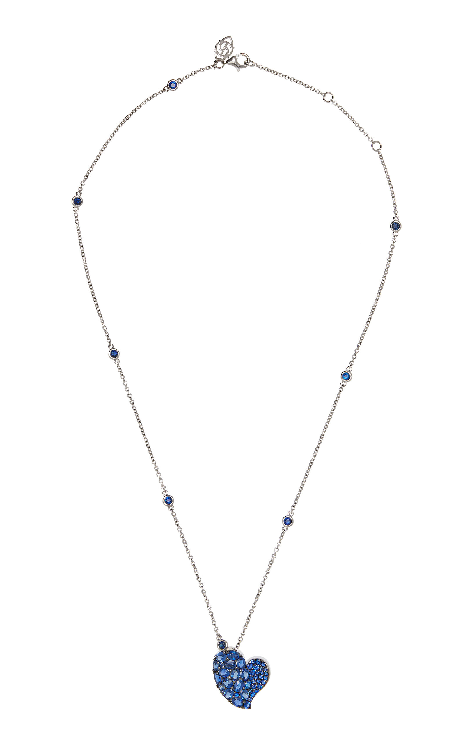 Piranesi Women's 18K Gold Medium Wave Heart Necklace in Blue Sapphire