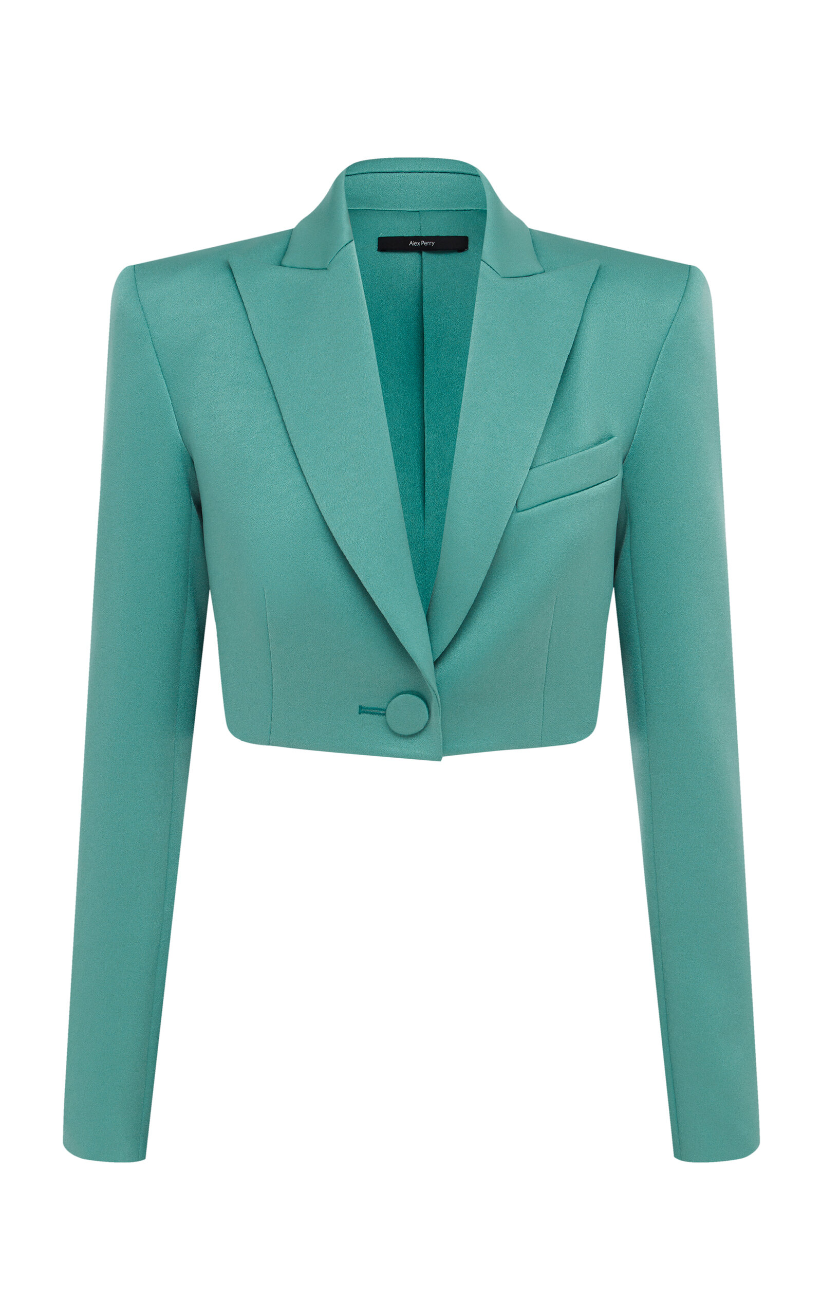 Alex Perry Women's Declan Cropped Satin Crepe Blazer Jacket In Turquoise