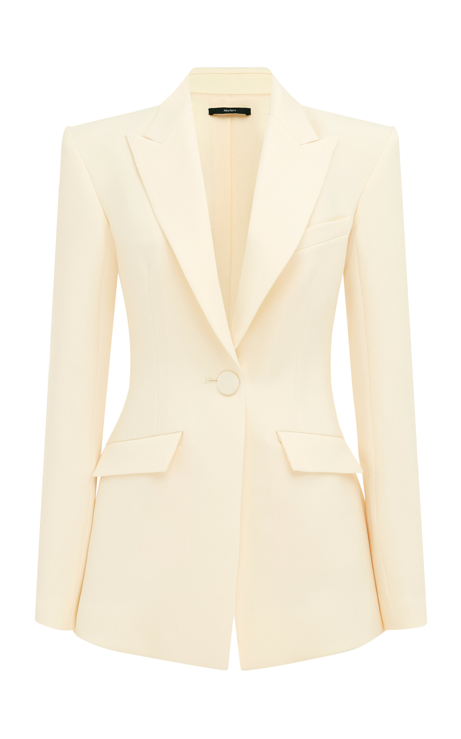 Alex Perry Stone Stretch Crepe Blazer Jacket In Off-white