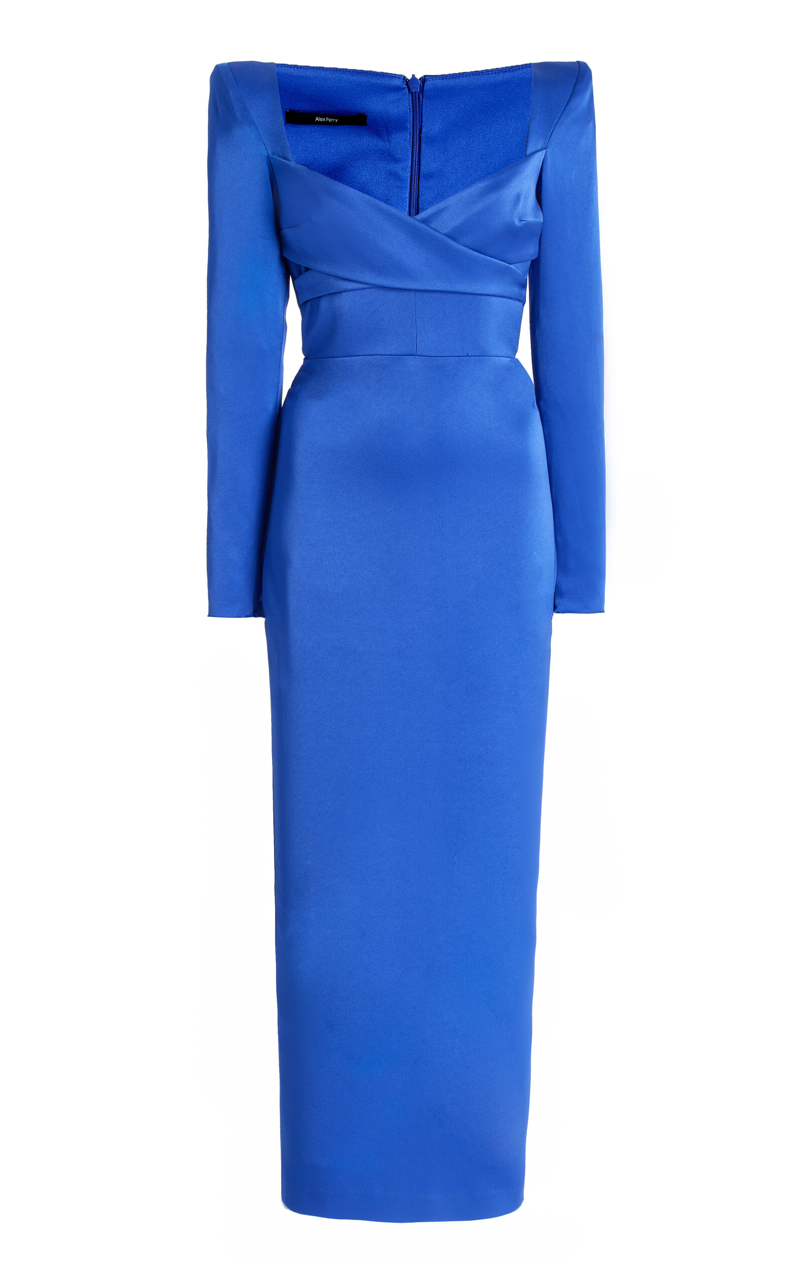 ALEX PERRY LINDEN SATIN CREPE MIDI DRESS