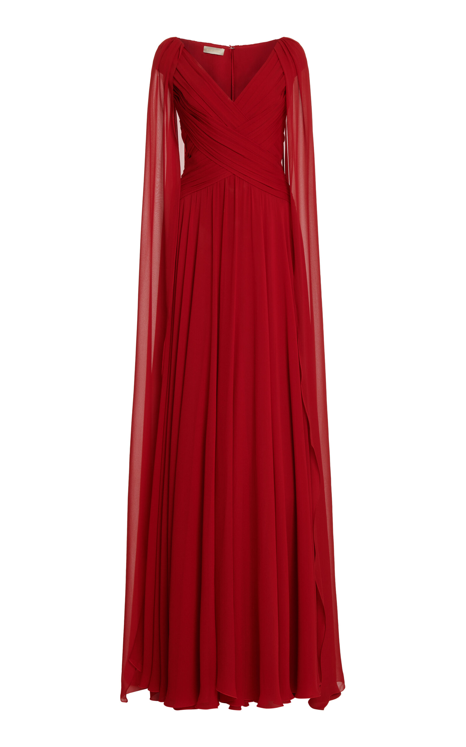 Elie Saab Women's Cape-detailed Silk-blend Maxi Dress In Red