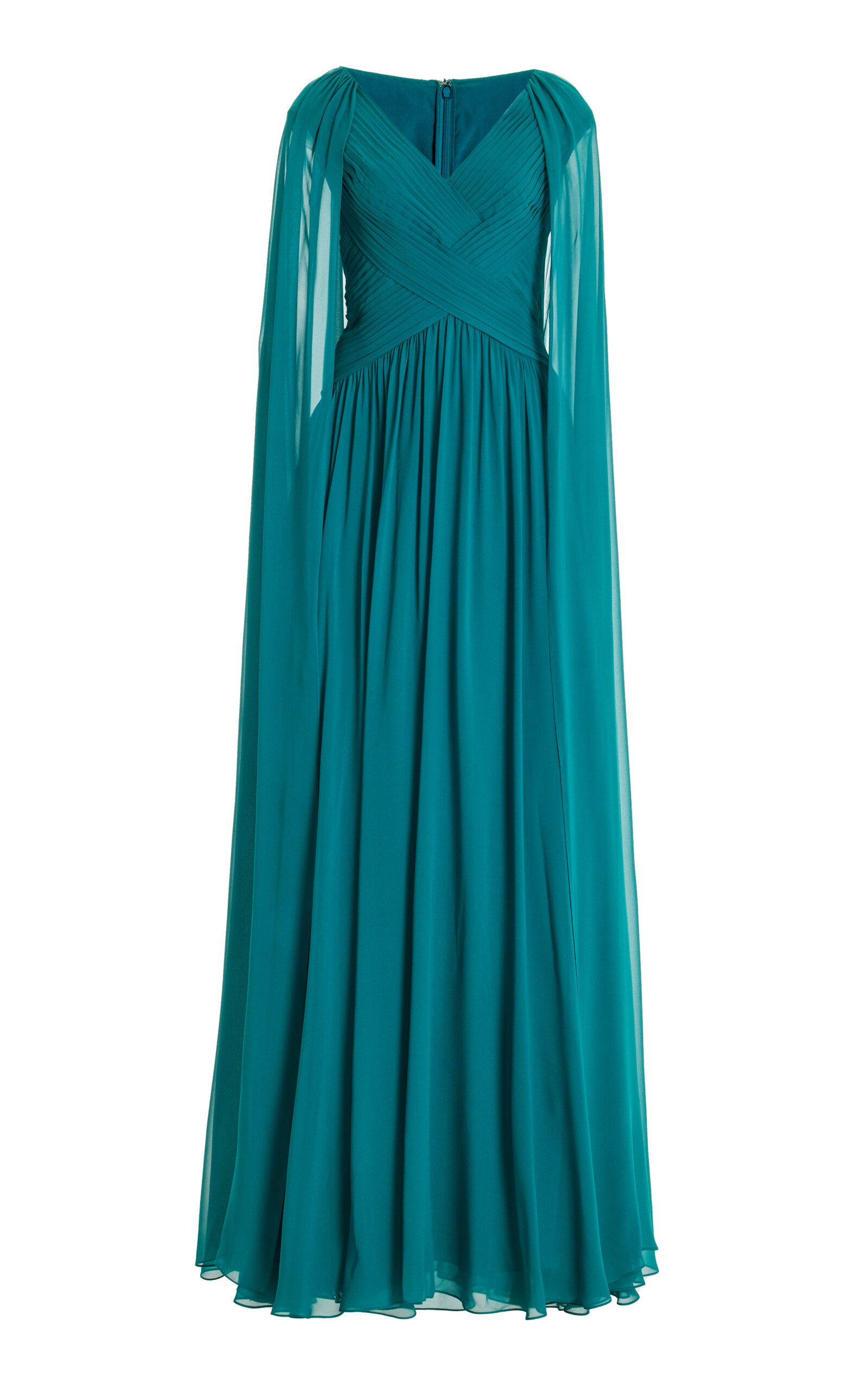 Elie Saab Draped Silk-blend Gown In Green