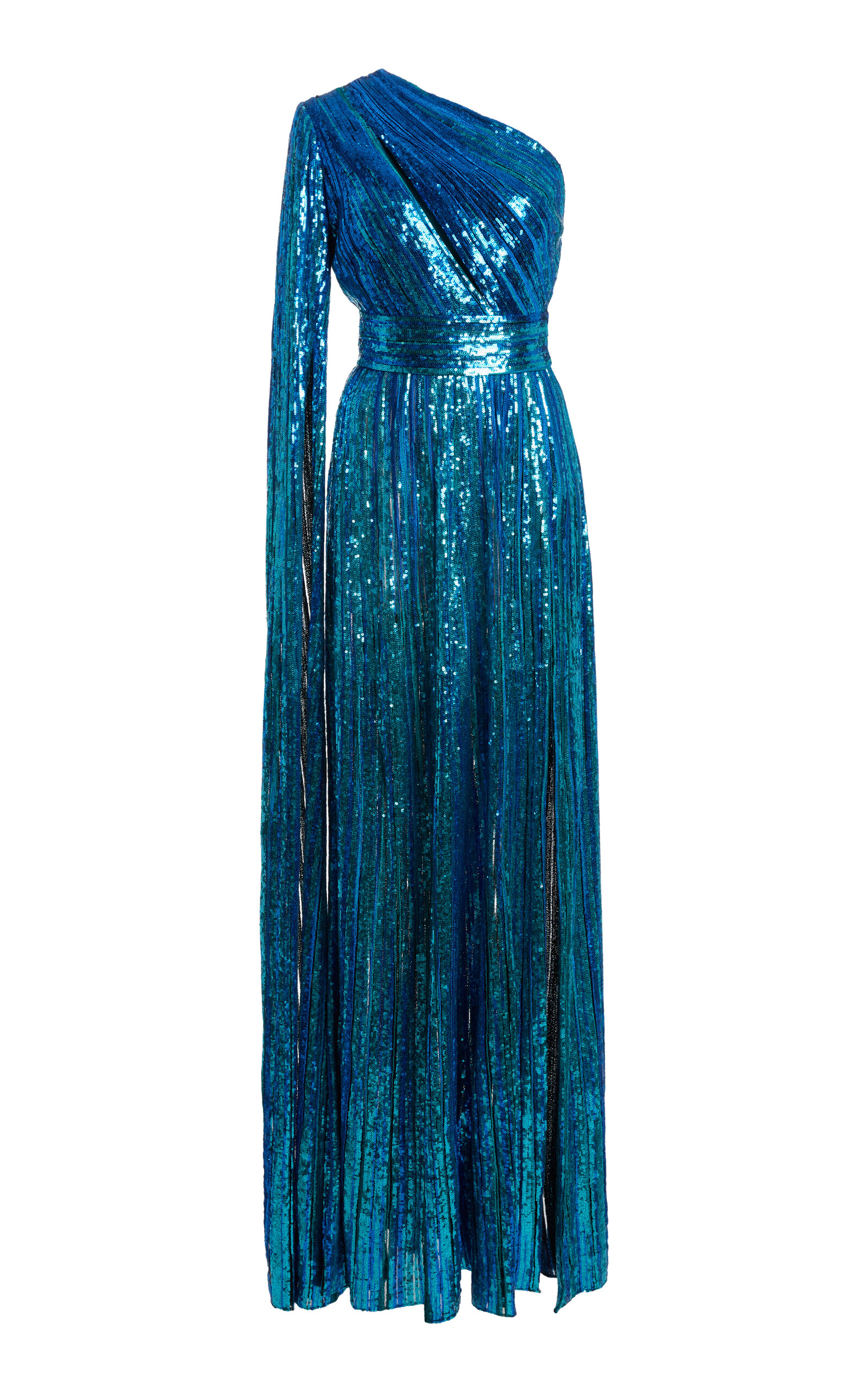 Elie Saab Women's Asymmetric Sequin Tulle Gown In Blue | ModeSens