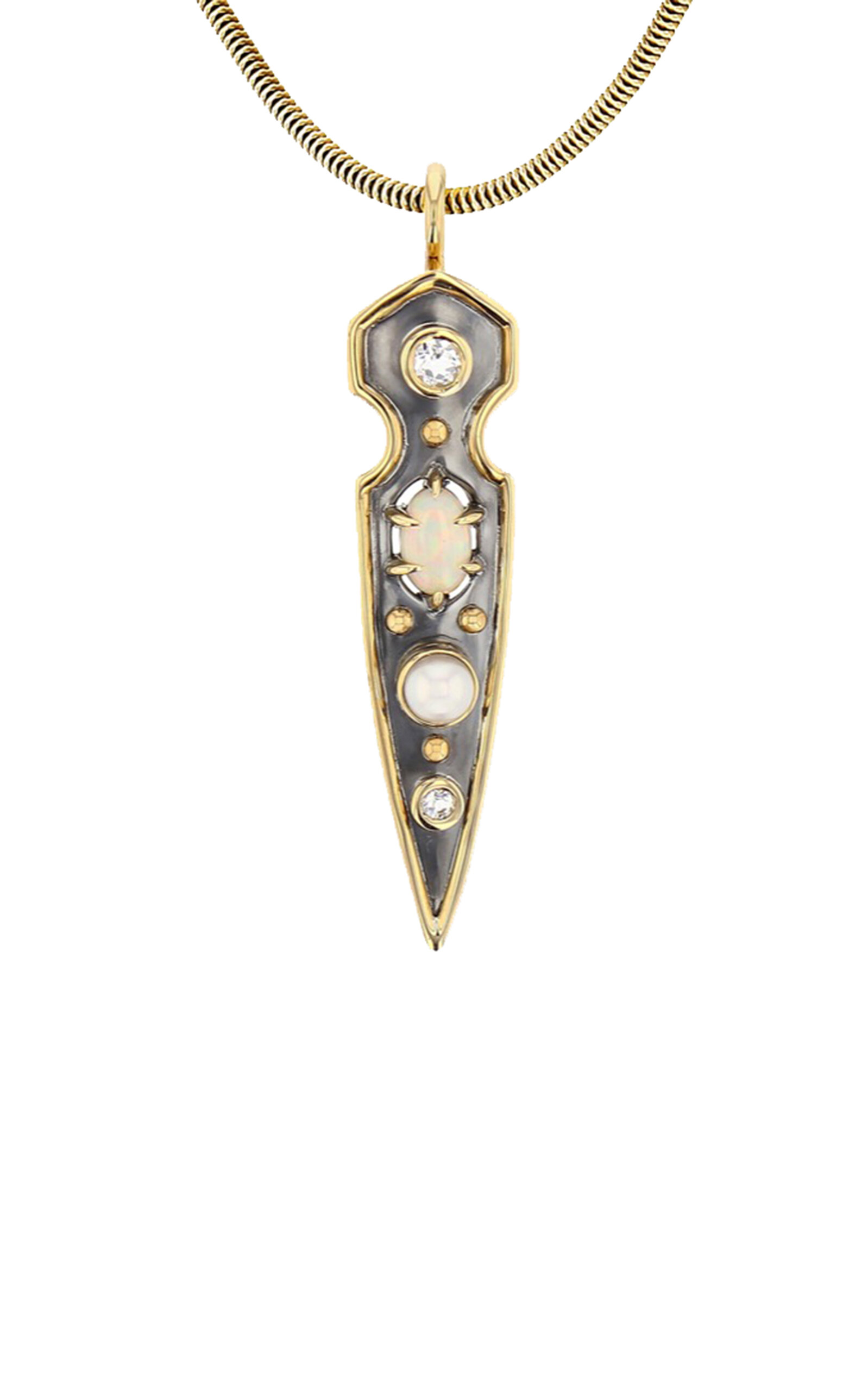 Elie Top Women's Stylet 18K Yellow Gold; Distressed Silver Opal Necklace