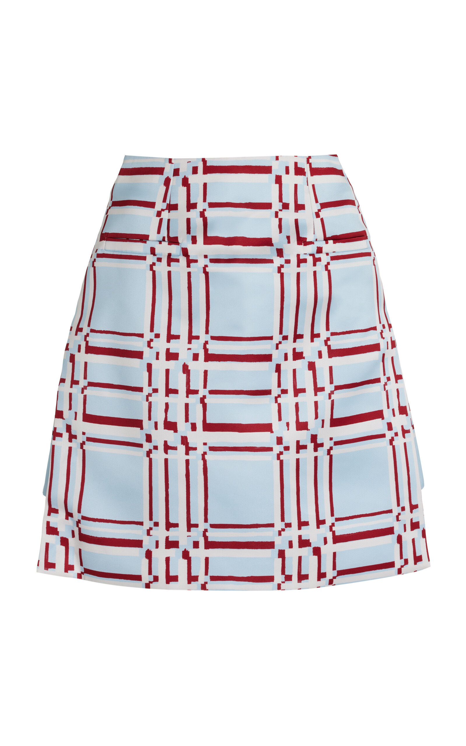 Emilia Wickstead Victorie Checked Satin Mini Skirt In Print